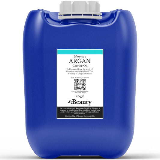DIYBeauty Bulk Argan Oil - Large 2.5 Gallon Jerrican - Natural, Cold Pressed, 100 Percent Pure Argan Oil for Homemade Hair, Face and Skin Products - Light Aceite de Argan Carrier Oil