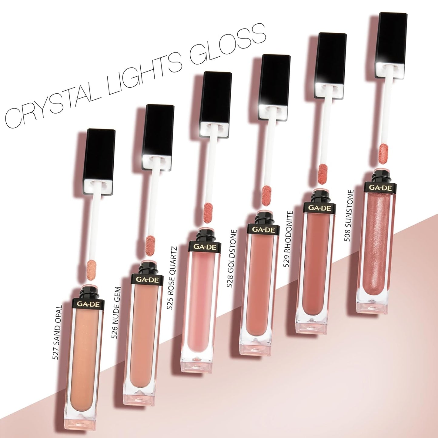 GA-DE Crystal Lights Lip Gloss, 525 - Enriched with Light-Reflecting Crystal Pearls - Smooth Silky, Rich Color - Moisturizes and Adds Shine - 0.2 oz