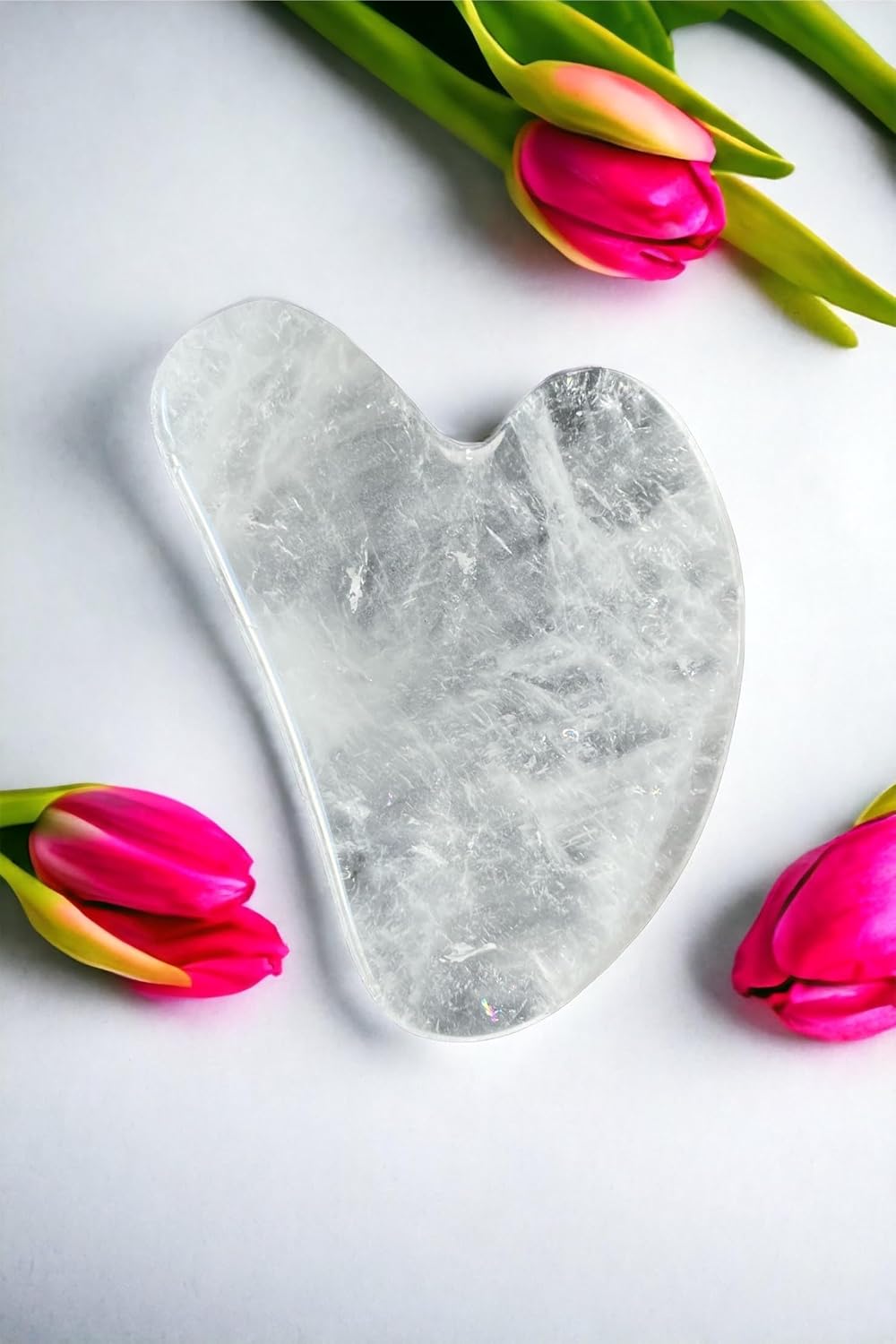 100% Real Crystal Jade Stone Roller and Gua Sha Set with Vitamin C Serum | Great for Eye Puffiness Treatment, Skin Tightening, Anti Aging, Rejuvenate Face & Neck | Great Gift for Women & Men (Crystal)