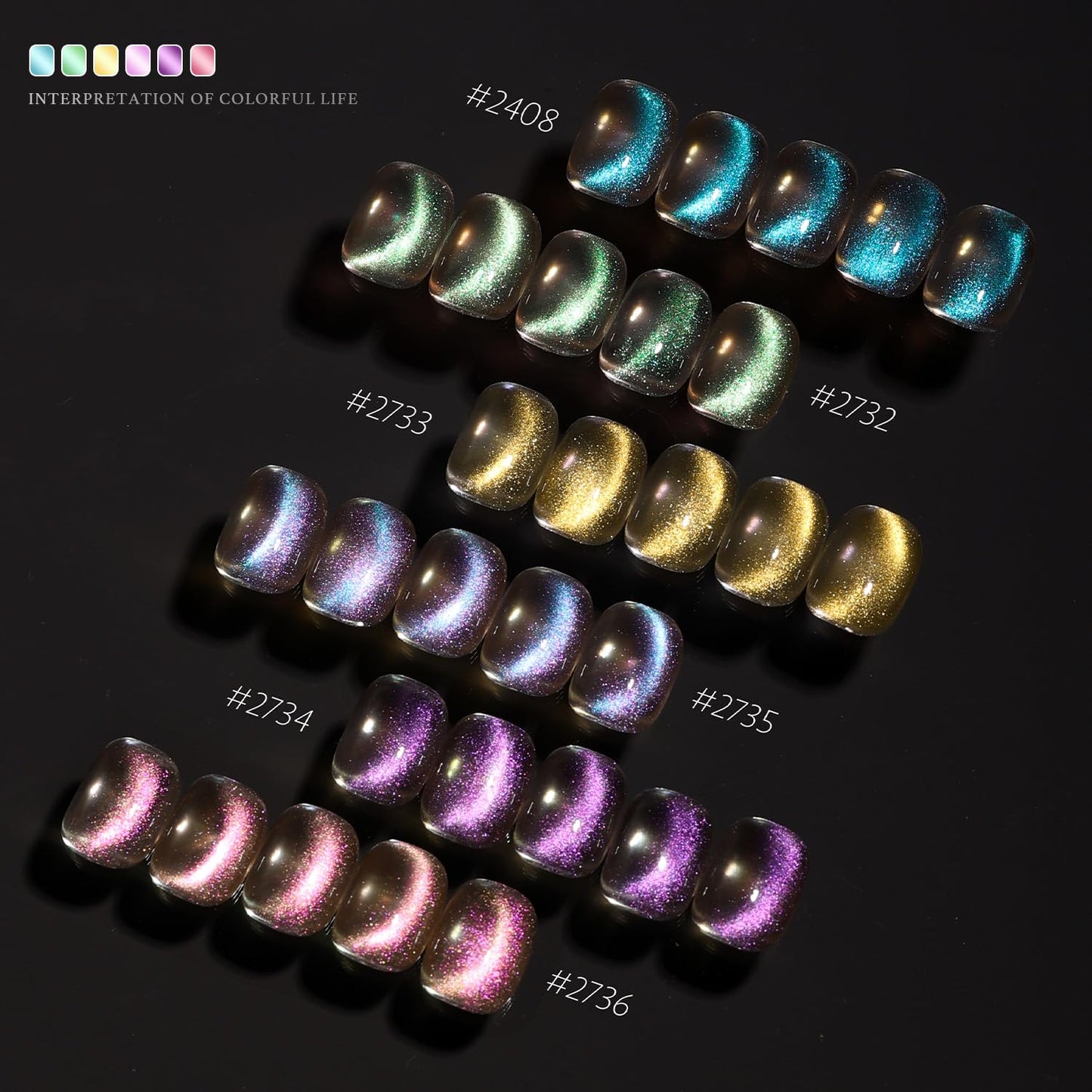 GAOY Cat Eye Gel Nail Polish Set with Magnet for Blue Glitter Holographic Cat Eye, Salon Gel Manicure and Nail Art DIY at Home, Mermaid's Tears