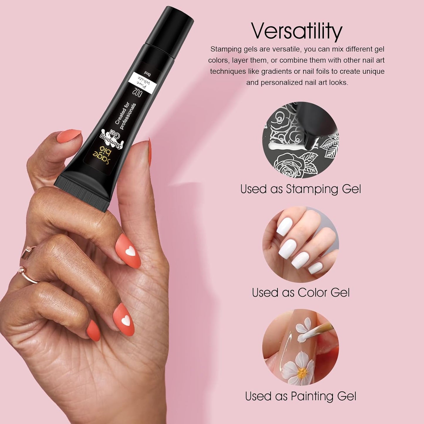 8 Colors Nail Stamping Polish Gels +5Pcs Stamp Print Templates+A set of Stamper with Scraper, Stamping Nail Polish Art Set Manicure Gift Collection