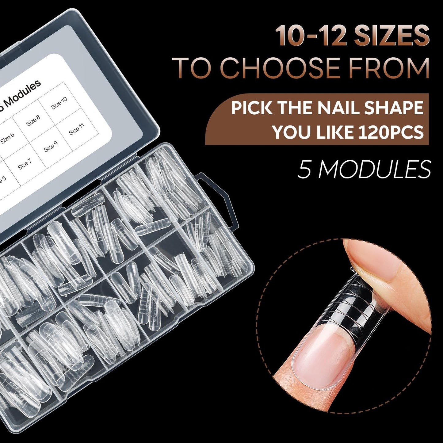 Poly Extension Gel Dual Nail Forms, 120pcs Nail Molds for Builder Extension, 5 Style 12 Size Dual Forms for Gel Nail Tips Nail Art Design Salon DIY Kit 2