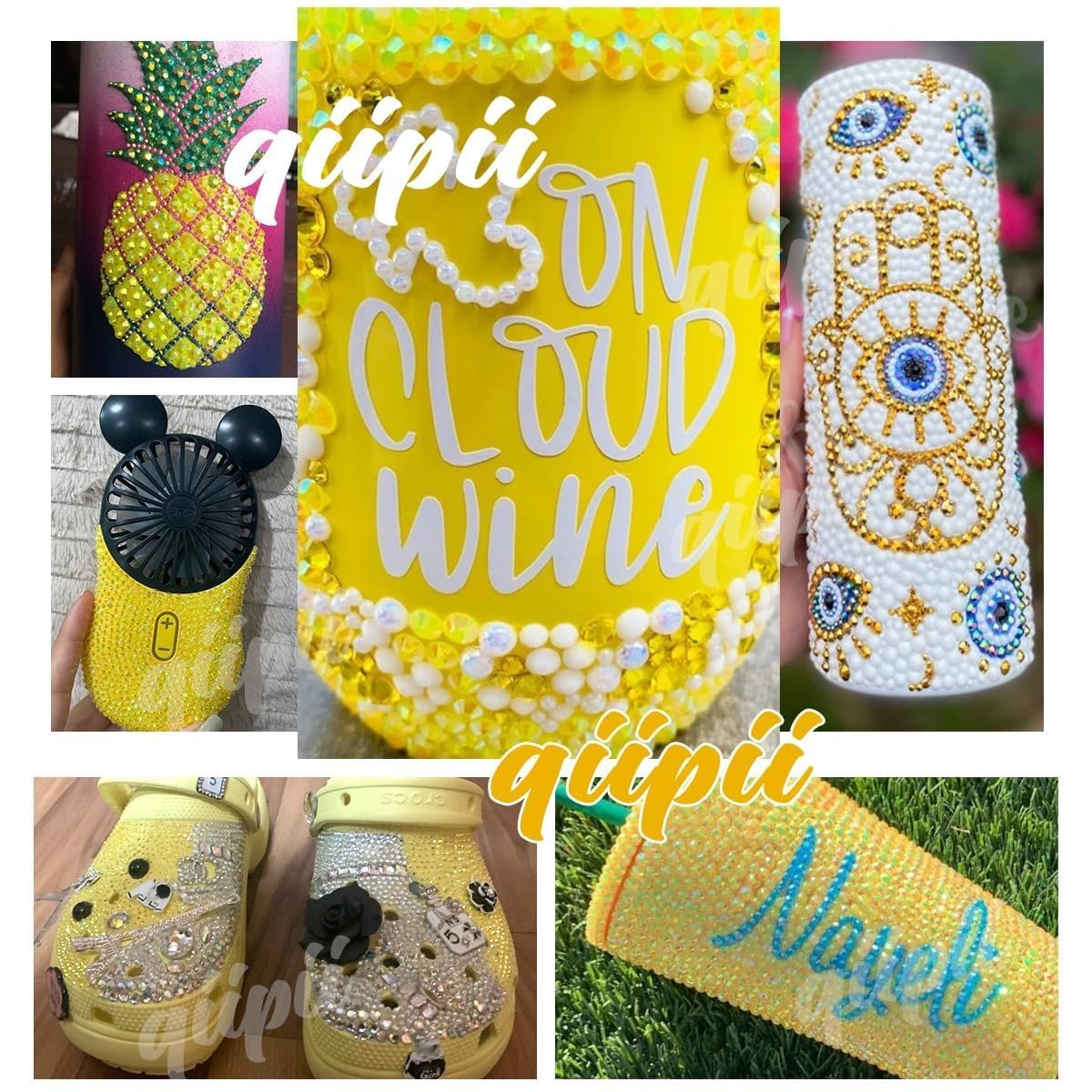 Lemon Yellow AB Resin Rhinestones for Crafting 3mm 4mm 5mm Citrine Flatback Jelly Stones Bulk SS10 SS16 SS20 No-Hotfix Diamonds Gems for Nails Face Eyes Makeup Tumblers Bottles DIY Crafts Shoes