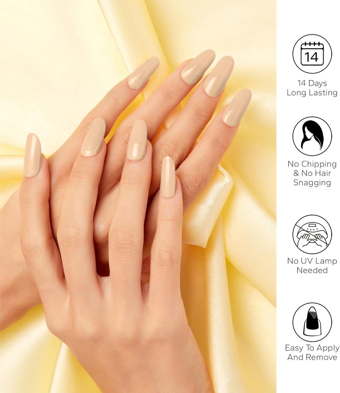 Nail Polish Strips, 20Pcs Salon Quality Gel Nail Stickers, Easy Long Lasting Wraps for Short Nails no UV Light Needed (Skin Color)