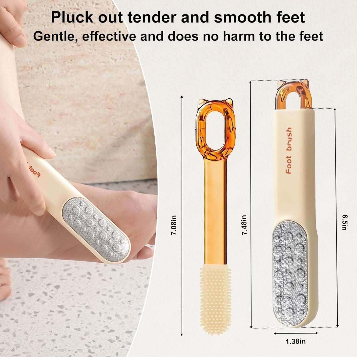 Double-Sided Stainless Steel Foot File & Callus Remover, Professional Pedicure Tool for Dry & Wet Feet, Hard Skin & Corn Remover with Threaded Design, Orange