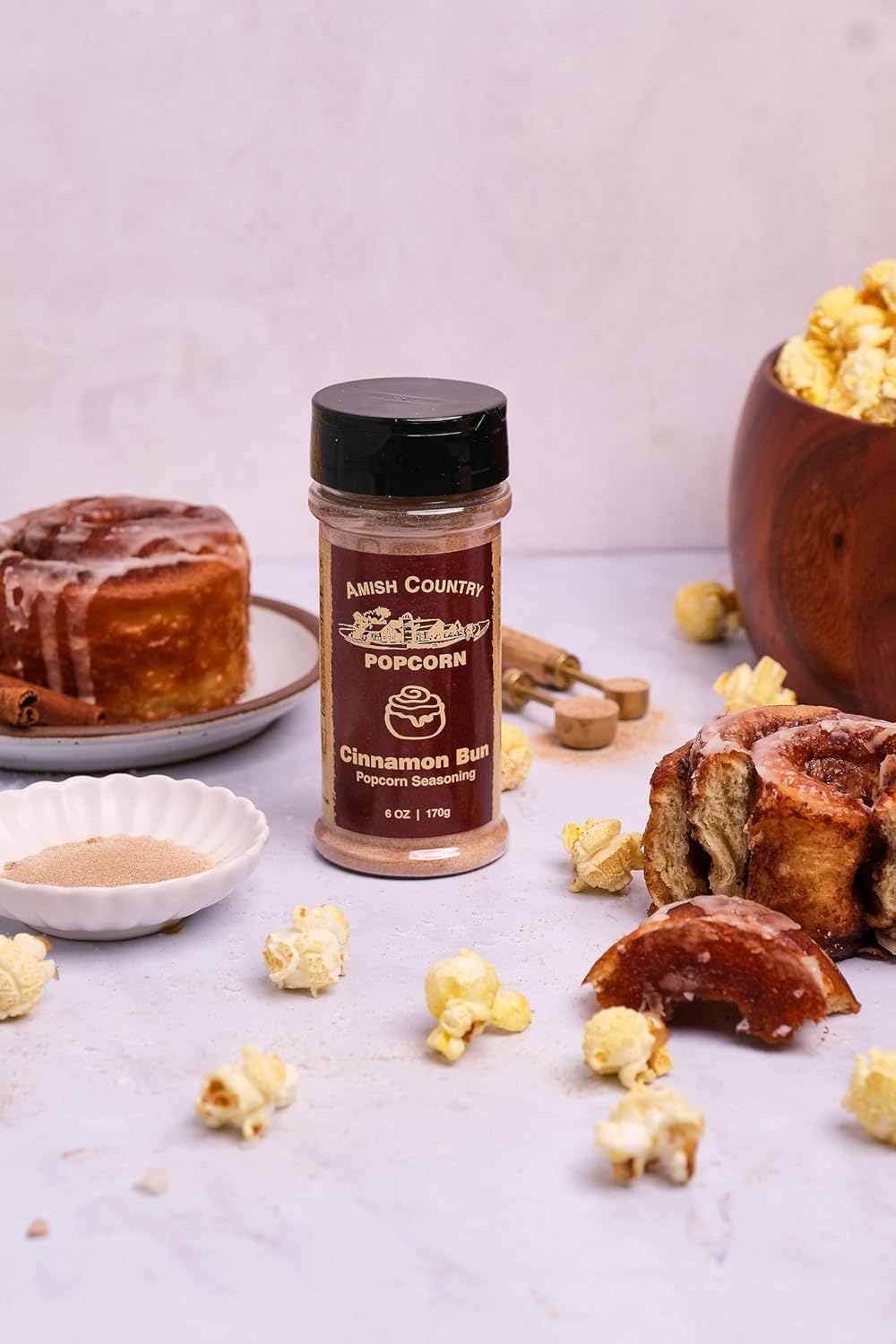 Amish Country Popcorn | Cinnamon Bun Seasoning - 6 oz | Old Fashioned, Non-GMO and Gluten Free