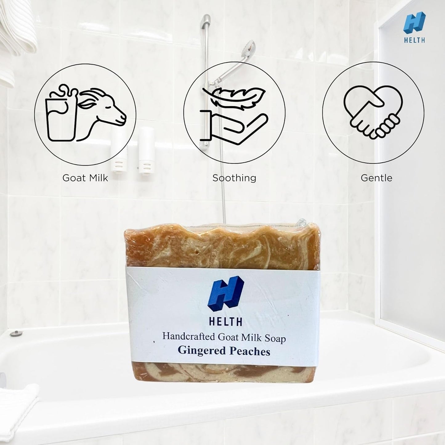 Spa Kit Birthday Box with Loofah Body Brush Gingered Peaches Goat Milk Soap, Orange