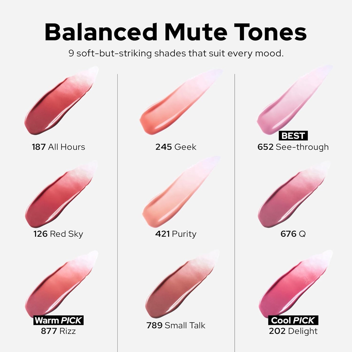 Unseen Balloon Tint, 6 Colors Set for All Skin Types. Buildable Color, Long Lasting Glossy Lip Stains, Lightweight Lip Gloss Make up 652-See-Through