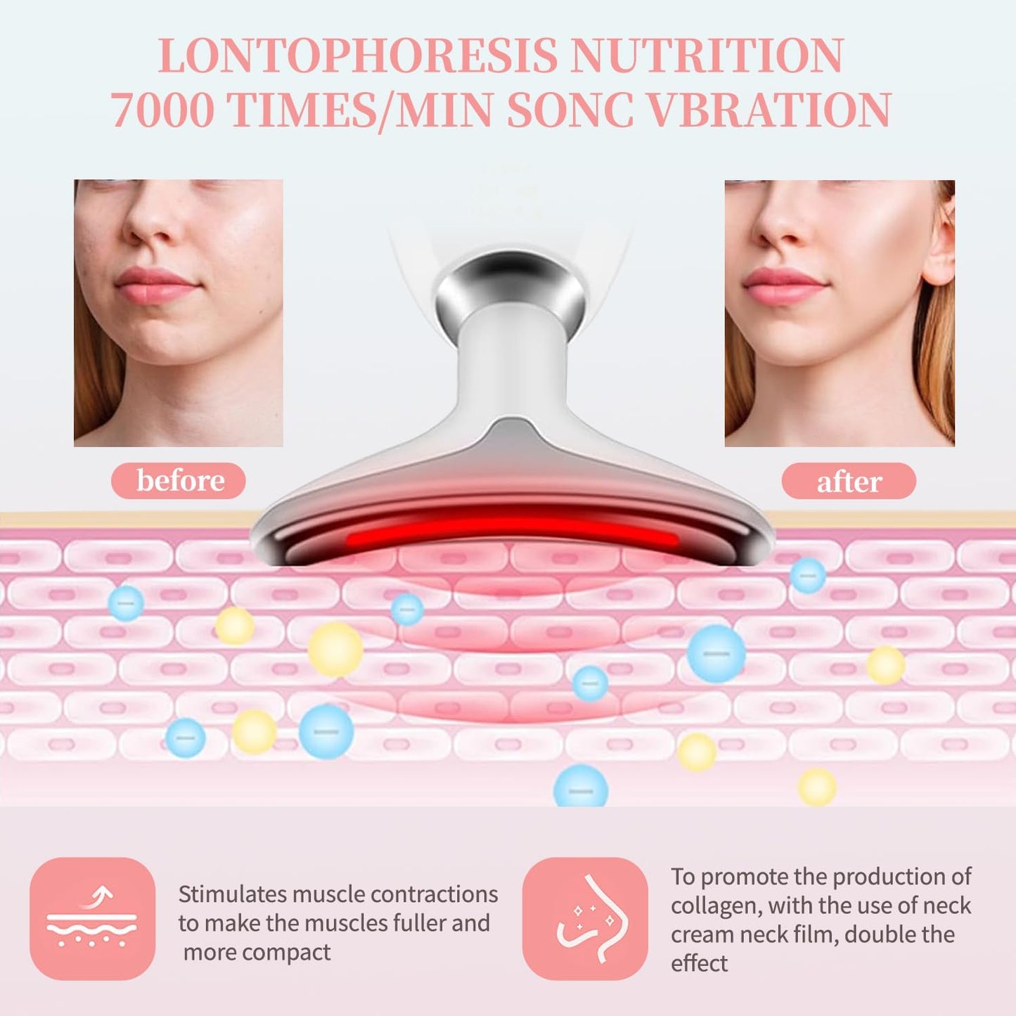 Red-Light-Therapy-for-Face and Neck, Face 𝖲 culpting Wand with 7 Color, Anti 𝖶rinkles Facial Massager for Face and Neck Tool for Skin Care (White)