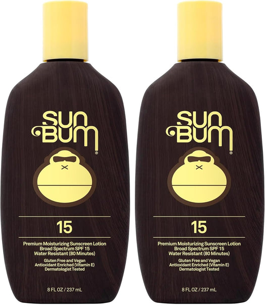 Sun Bum Original SPF 15 Sunscreen Lotion | Vegan and Hawaii 104 Act Compliant (Octinoxate & Oxybenzone Free) Broad Spectrum Moisturizing UVA/UVB Sunscreen with Vitamin E | 8 oz (Pack of 2)