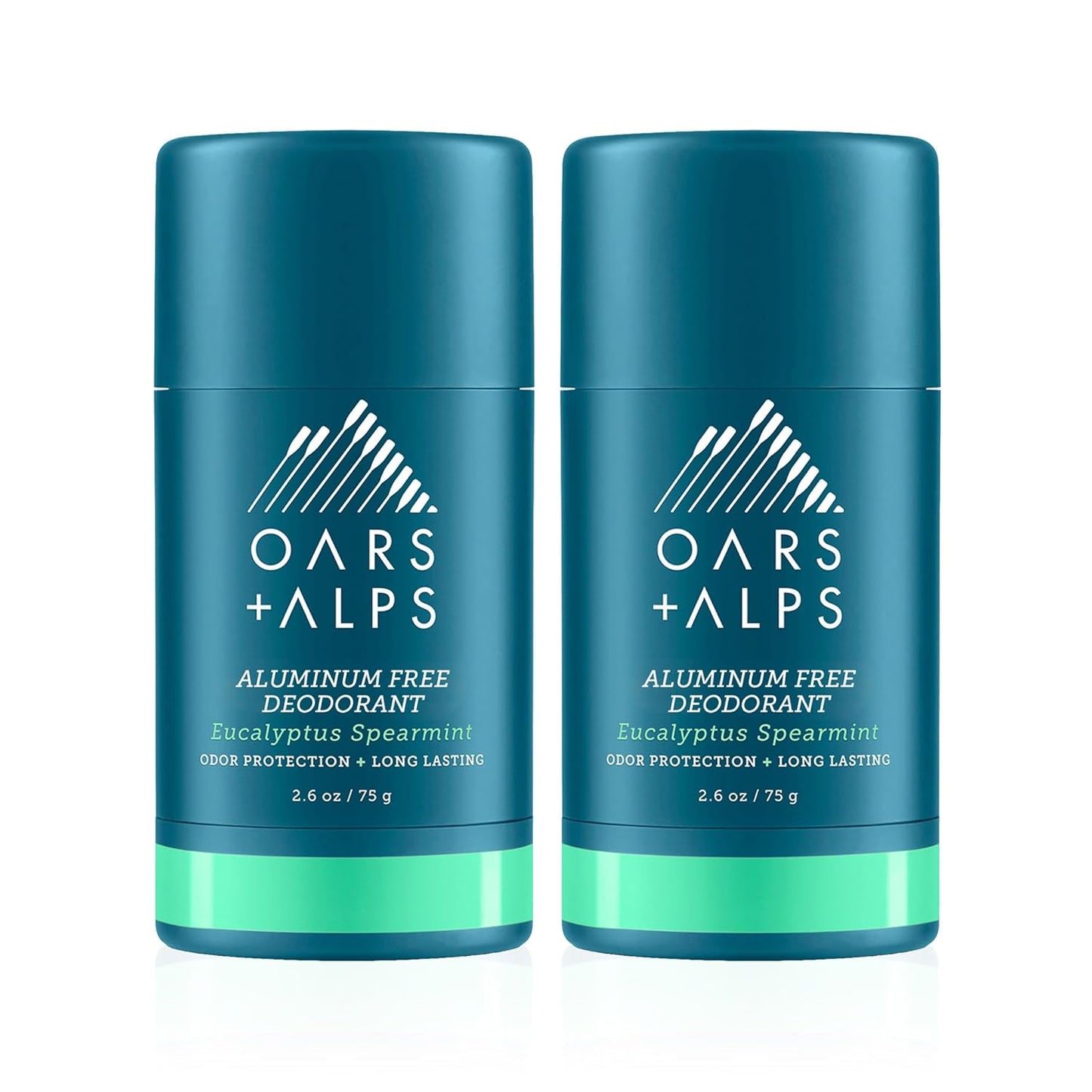 Oars + Alps Aluminum Free Deodorant for Men and Women, Dermatologist Tested and Made with Clean Ingredients, Travel Size, Eucalyptus Spearmint, 2 Pack, 2.6 Oz Each