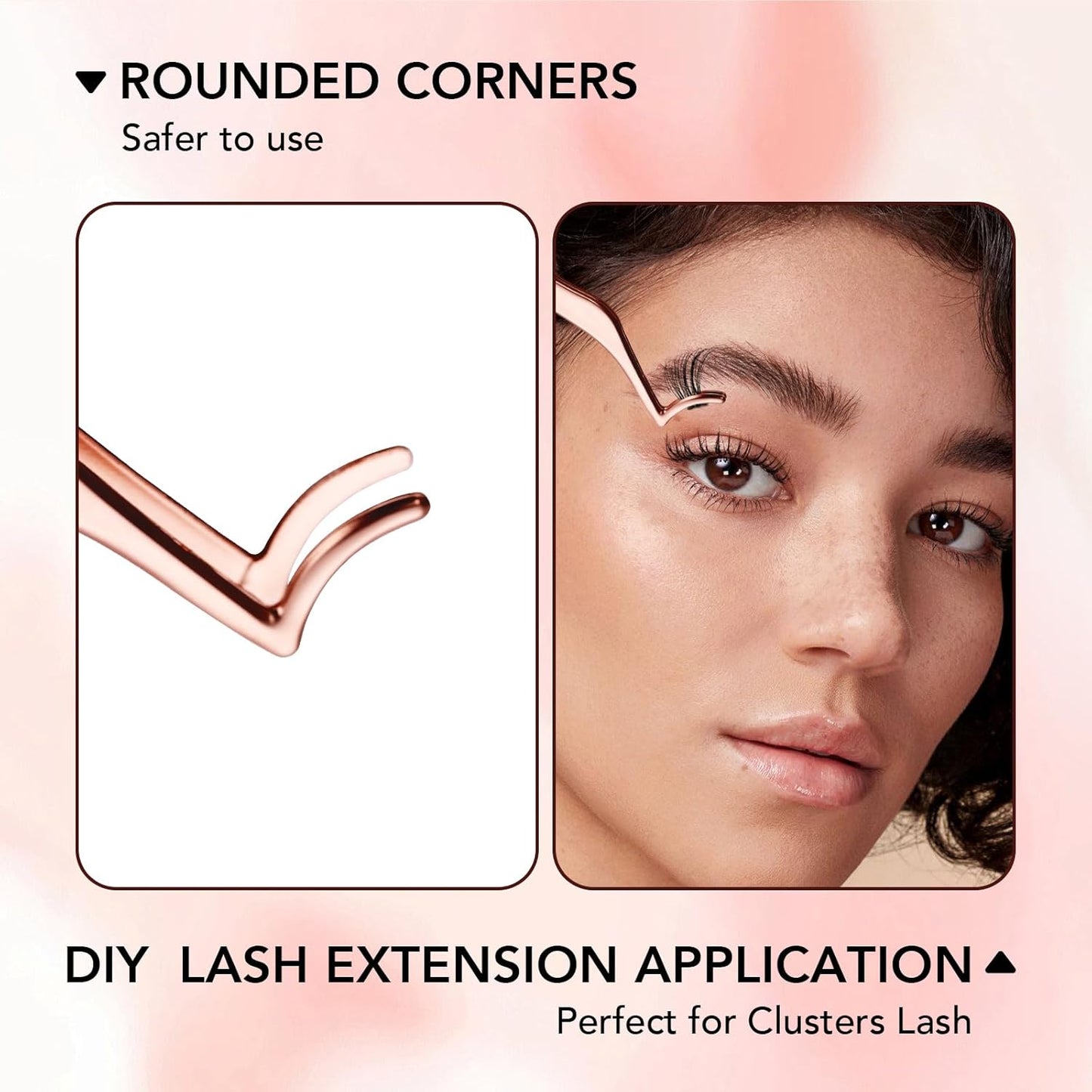 GOLLEE Eyelash Applicator Tool DIY Cluster Lash Tweezers Curved Eyelash Tweezers for Easy Lash Application and Removal, DIY Lash Applicator Tweezer Eyelash Clamper For Strip Lashes Clusters Lash