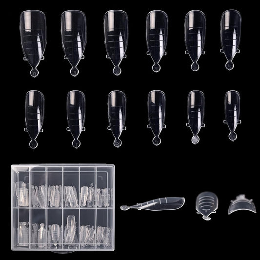 KADS 120PCS Clear Full Cover Dual Nail System Form UV Gel Acrylic Nail Art Mold Artificial Nail Tips with Scale for Extension (MODEL 9)