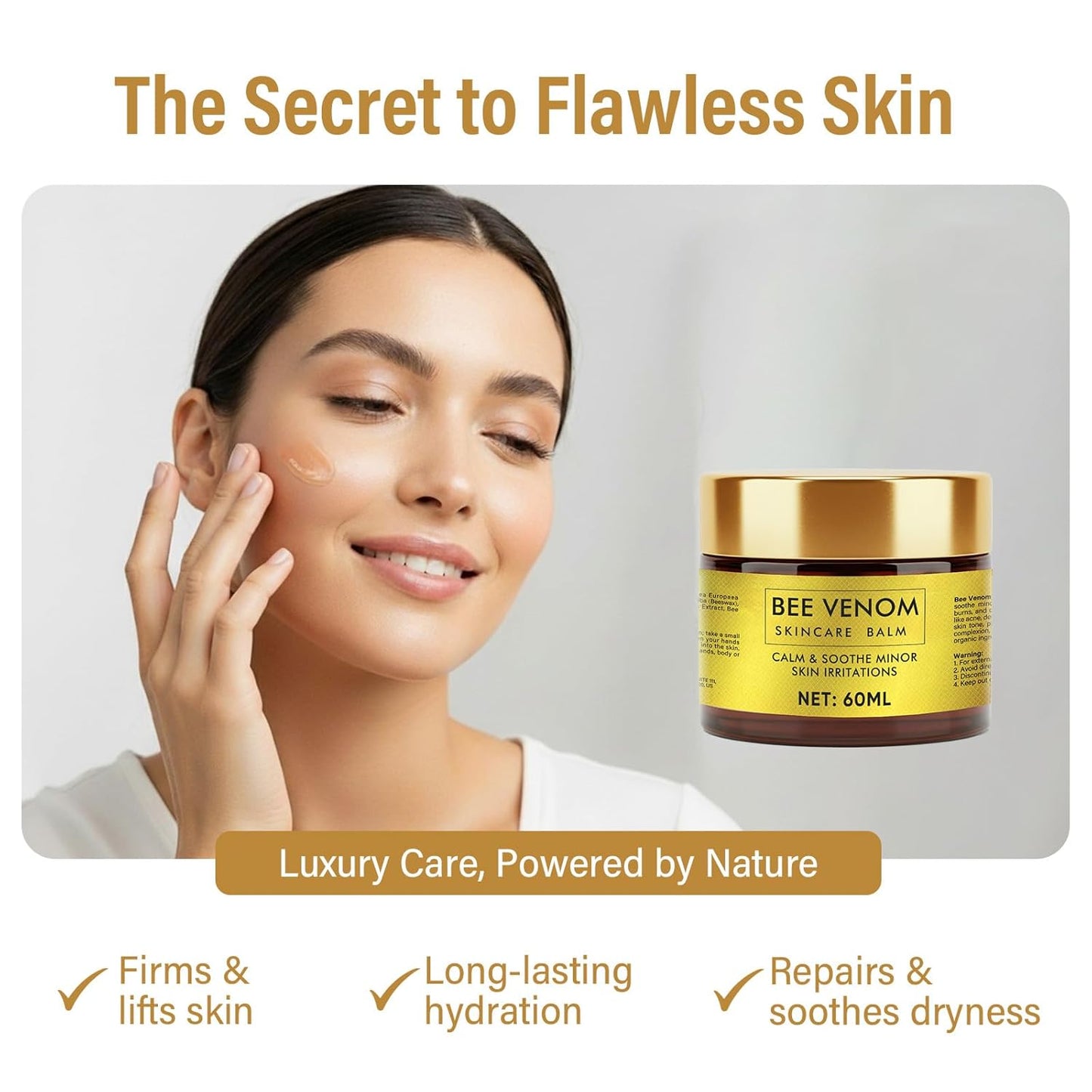 Bee Venom Cream, Natural Face Lifting and Firming, Reduces Skin Blemishes, Gentle and Non-Irritating for All Skin Types