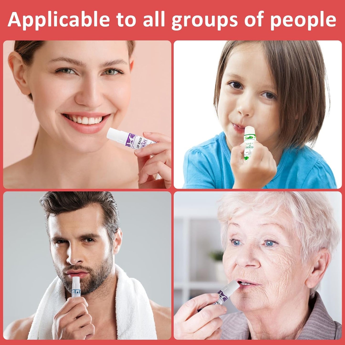 32 Pack Lip Balm, Natural Lip Balm Bulk with Vitamin E and Coconut Oil, Bulk Lip Balms for Dry Lips-16 Flavors