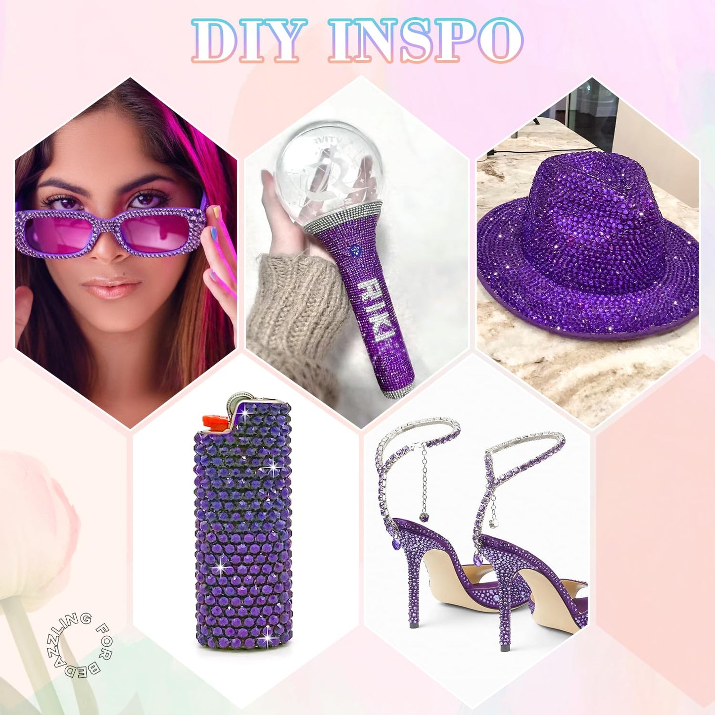 30000Pcs Resin Purple Rhinestones for Bedazzling Crafting with b7000 Jewelry Glue, Bulk Flatback Gems Bedazzler Kit for Crafts Clothes Shoes Fabric Nail Diamond Art, Assorted Size 2/3/4/5/6mm