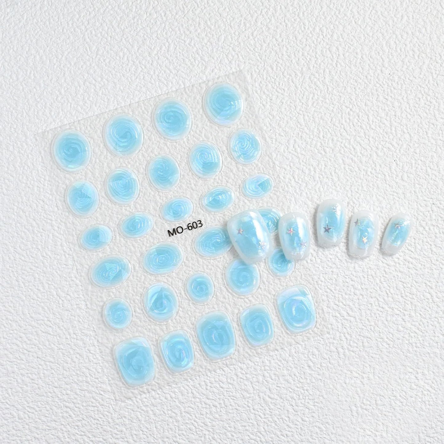 Laser Swirl Nail Art Stickers Decals Pink Blue Purple Nails Stickers Cute 5D Embossed Nails Decal Self-Adhesive Nail Art Decal for Women Manicure Decor