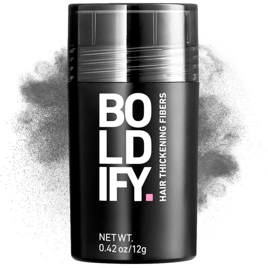 BOLDIFY Hair Fibers (12g) - Fill In Thinning and Fine Hair for an Instantly Fuller, Thicker Look - 14 Shades for Women & Men - Dark Gray