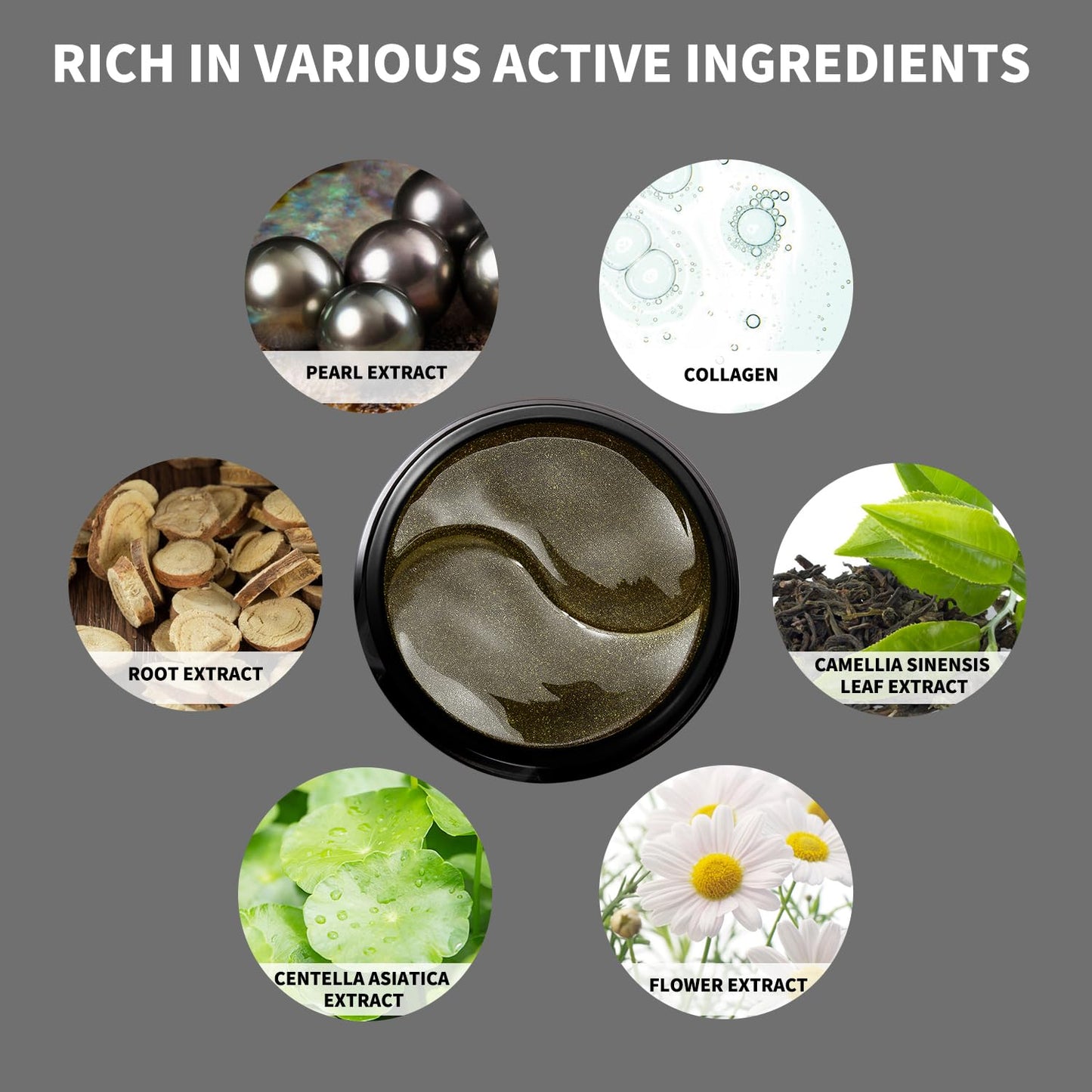 ROUSE Black Pearl Collagen Eye Mask Anti-Wrinkle Under Eye Patches for Puffy Eyes Dark Circles Collagen Eye Gel Pad Moisturizing Brightening Under Eye Mask-60pcs