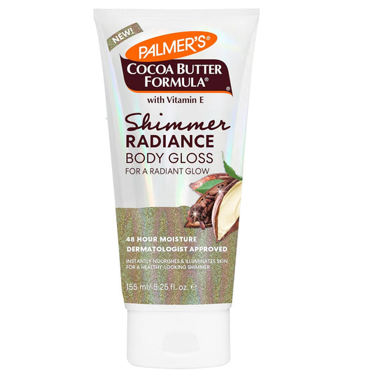 Palmer's Cocoa Butter Formula Shimmer Body Lotion with Vitamin E, 5.25 Fl Oz, Radiance Body Gloss, Help Blur Veins, Cellulite, Marks, 48 Hour Moisture