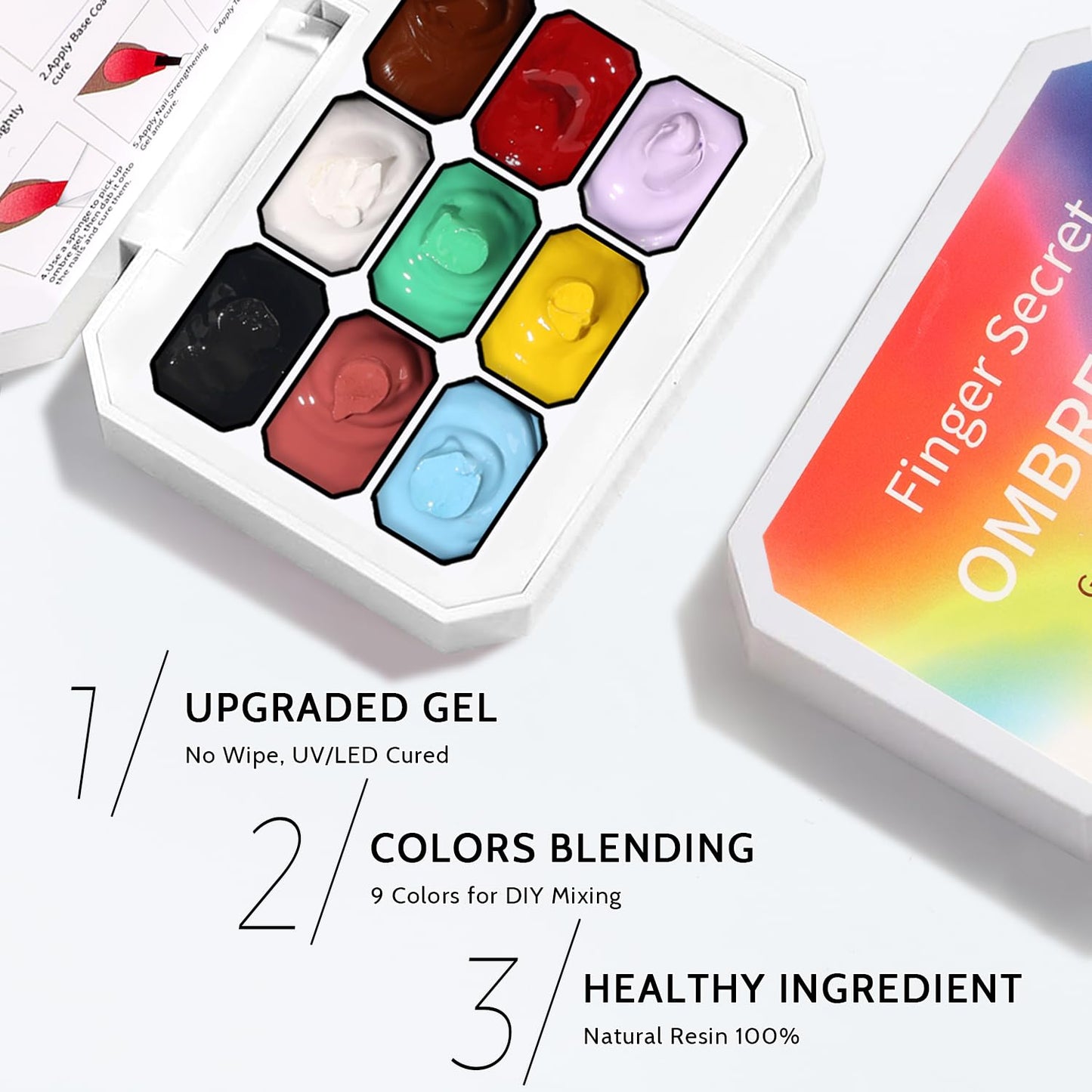 Sponge Pat Paint Nail Gel & Tools Kit, 9 Colors Ombre Nails Gradient Gel Nail Blush Blooming Aura Nails Drawing Stripper Floral Painting Nail Art, No Wipe, UV/LED Curing (9 Colors Set C)