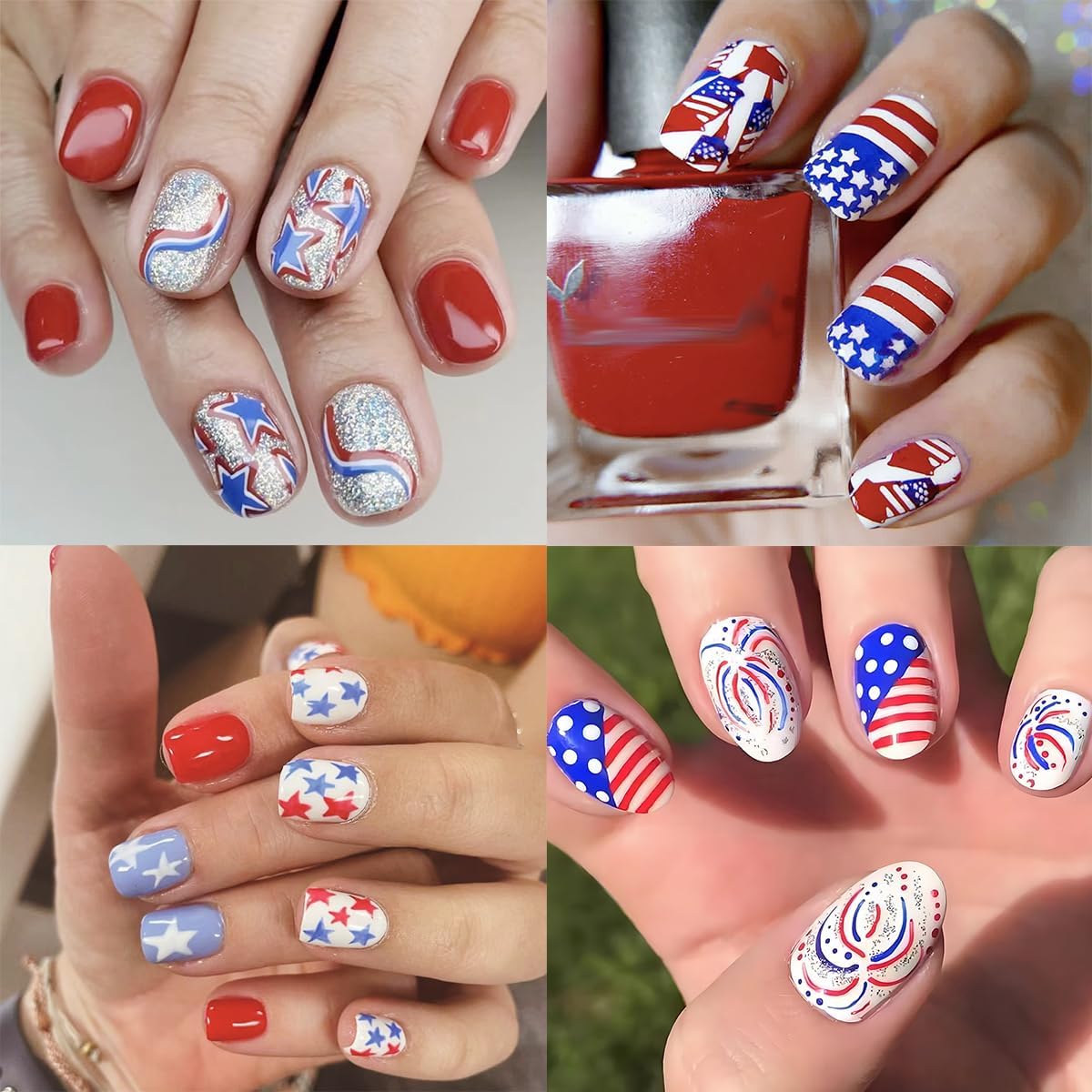 8Pcs Multicolor USA Flag Patriotic Nail Stickers, Self-Adhesive, Paper, Rectangular, 2x3 Inches, Single Use, Outdoor, Nail Art