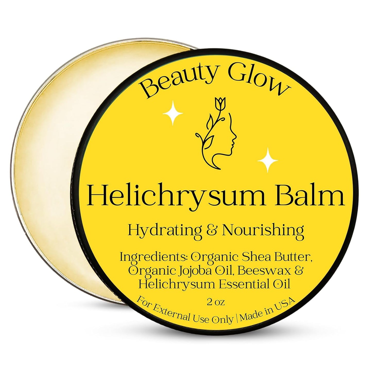 Organic Helichrysum Balm - 2 oz Helichrysum Gymnocephalium, Shea Butter, Beeswax, Jojoba Oil Ultra-Moisturizing, Skin Healing, Full Body Hydration