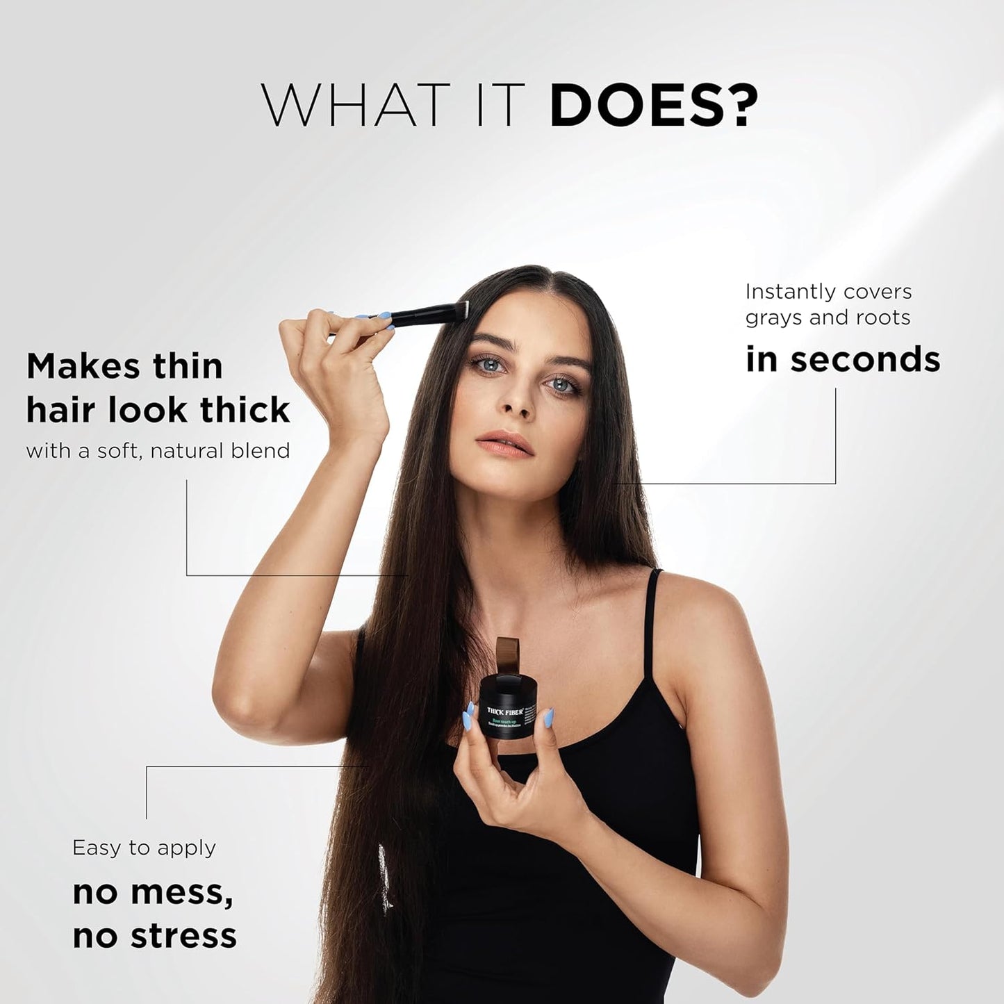 THICK FIBER Root Touch Up Set - Hairline Concealer for Thin and Thinning Hair, Water & Sweat Resistant, with Brush (Medium Golden Brown)