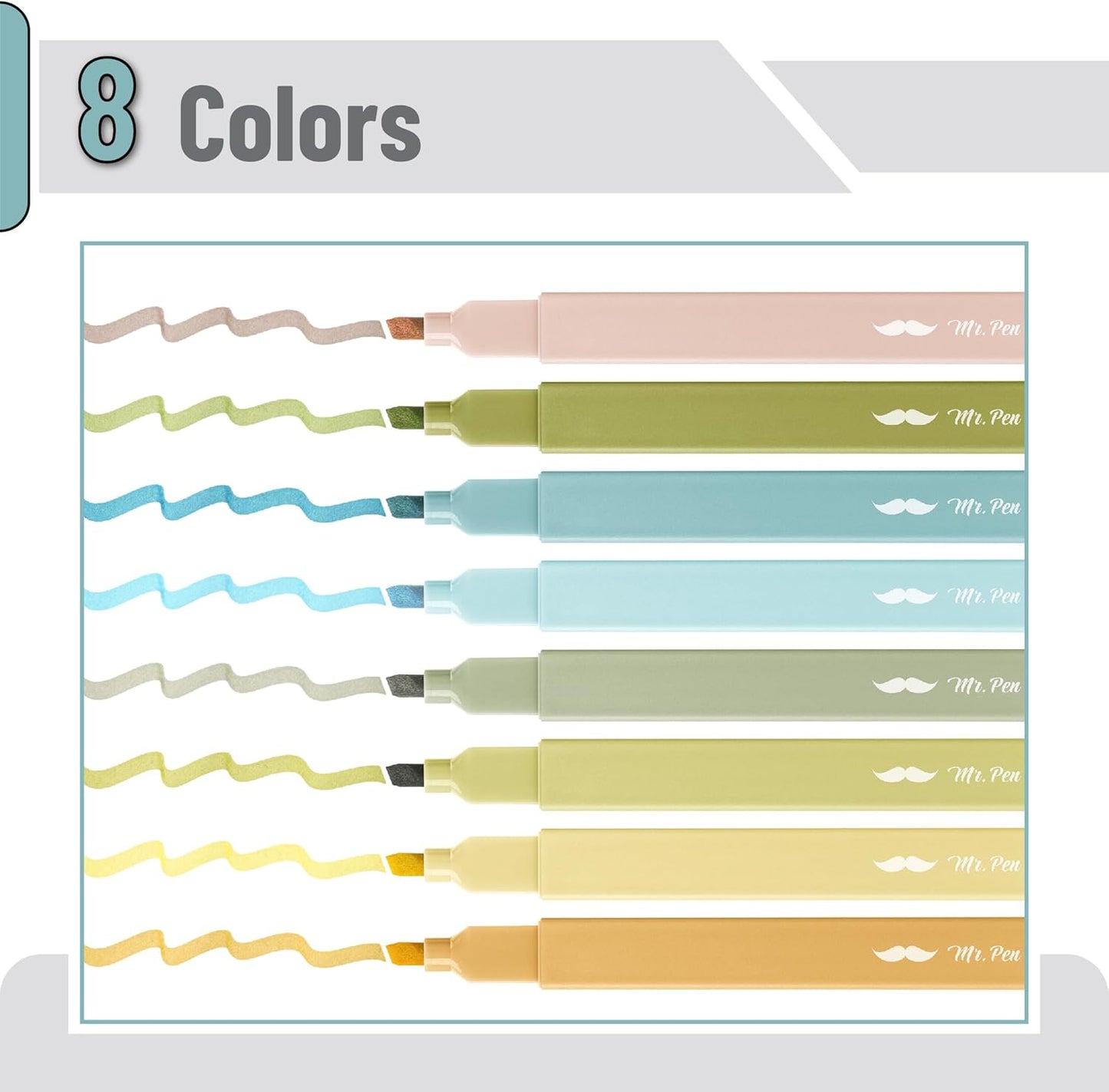 Mr. Pen- Aesthetic Highlighters, 8 Pack, Chisel Tip, Natural Vintage, Cute Highlighters Assorted Colors, Back to School Supplies