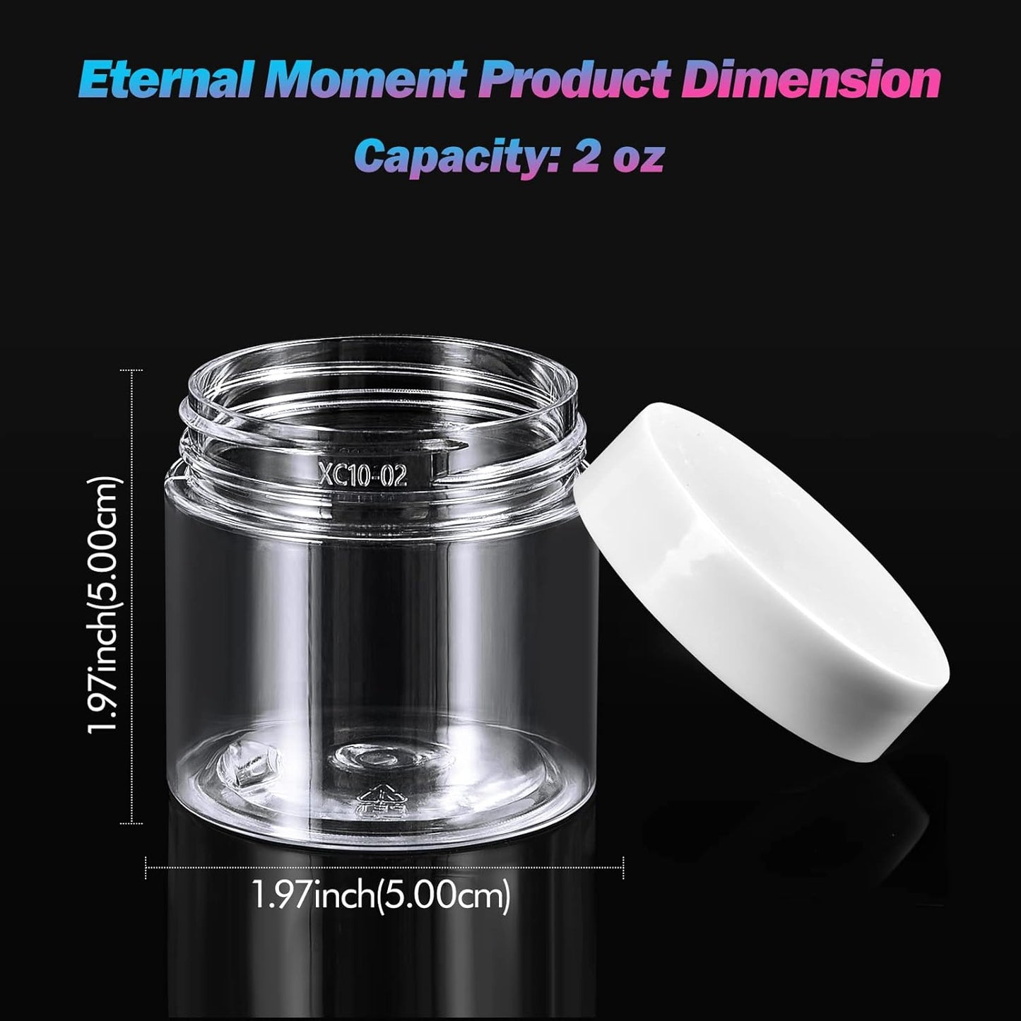 Eternal Moment 36 Pack 2 OZ Plastic Jars Round Clear Cosmetic Container Jars with White Lids, Perfect for Lotion, Slime，Cream, Ointments, Makeup, Eye Shadow, Samples, Pot, Travel Storage