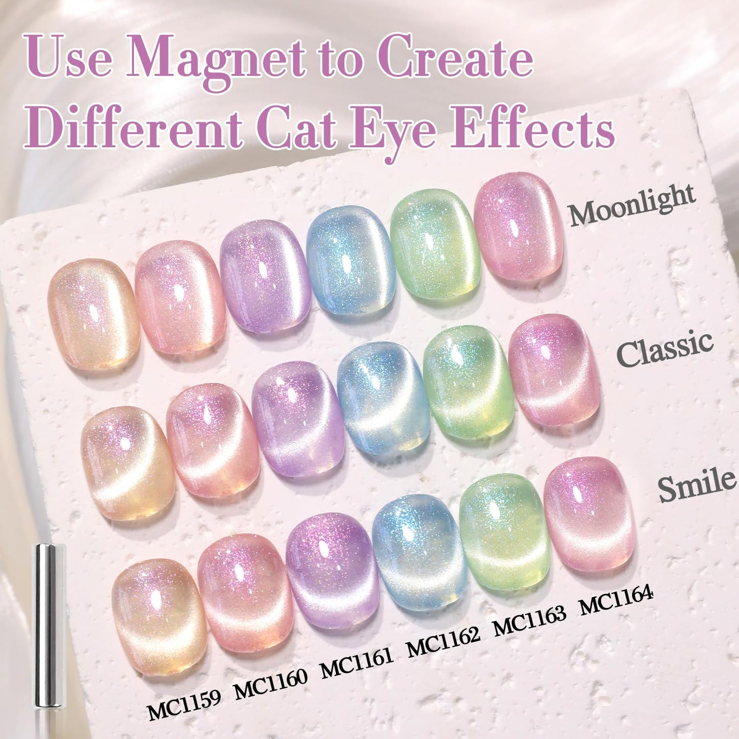 Double Rhythm 0.5 Oz Cat Eye Gel Polish with Magnet Same Color Same Bottle Holographic Glitter Shimmer Translucent Color Salon 15 ML Magnetic Nail Art (Mermaid Blue-MC1162)