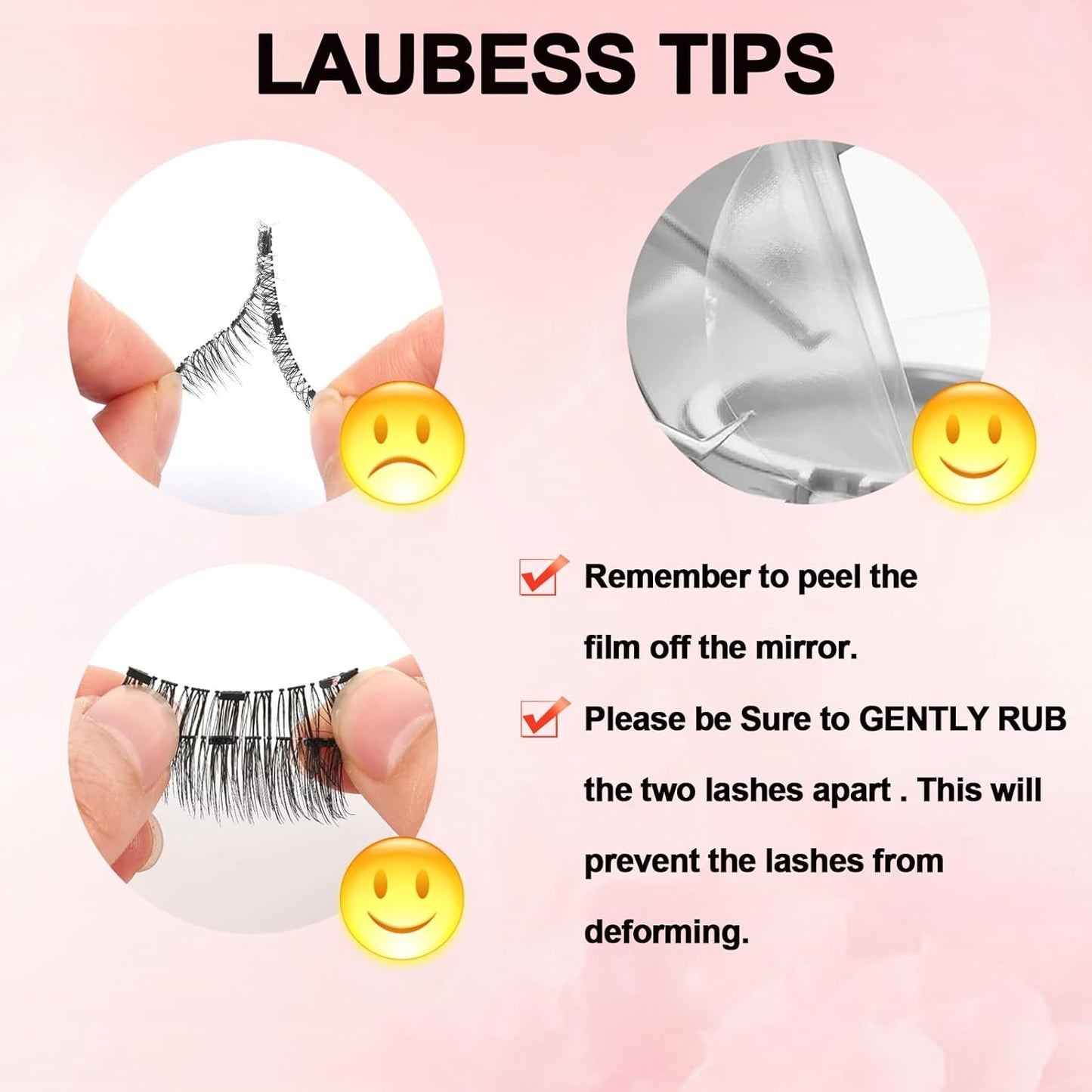 LAUBESS Magnetic Eyelashes with Applicator 2 Pair No Glue Needed Natural Look Magnetic Lashes Easy to Wear and Remove(L02/L04)