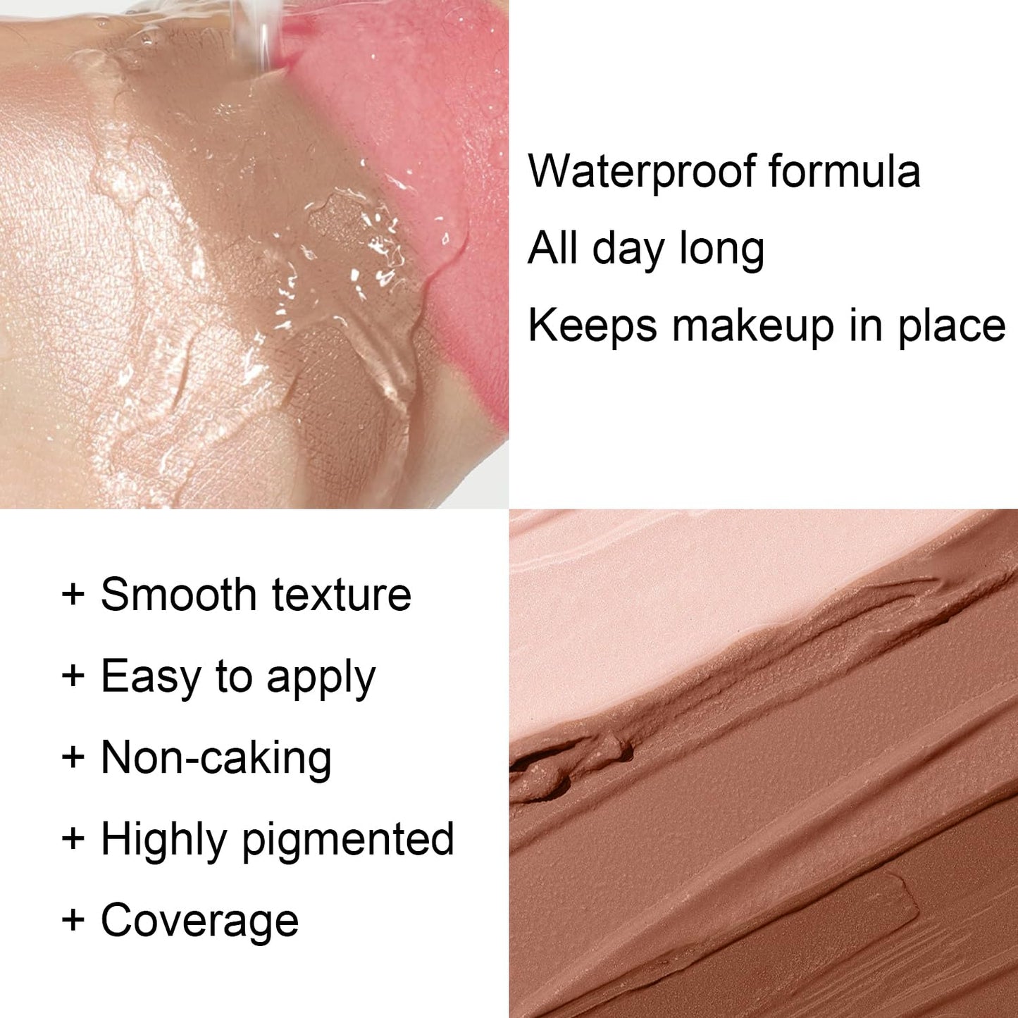 6 Colors Cream Contour Stick Makeup Kit, Shades with Highlighter, Blush and Double-End Bronzer Contour Stick for Sculpt the Cheeks, Long Lasting, Waterproof, Matte & Dewy Finish(SET A)