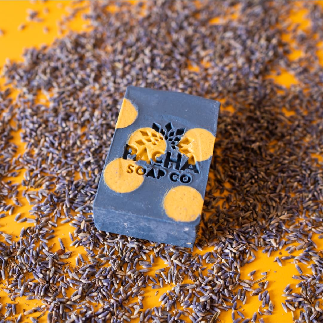 Pacha Soap Co. Bar Soap - Premium, Handcrafted, Hydrating, Natural Face Wash, Hand Cleanser, Body Wash, Soothing Essential Oils (Lavender & Blue Tansy, 5-Pack, 4 oz ea)