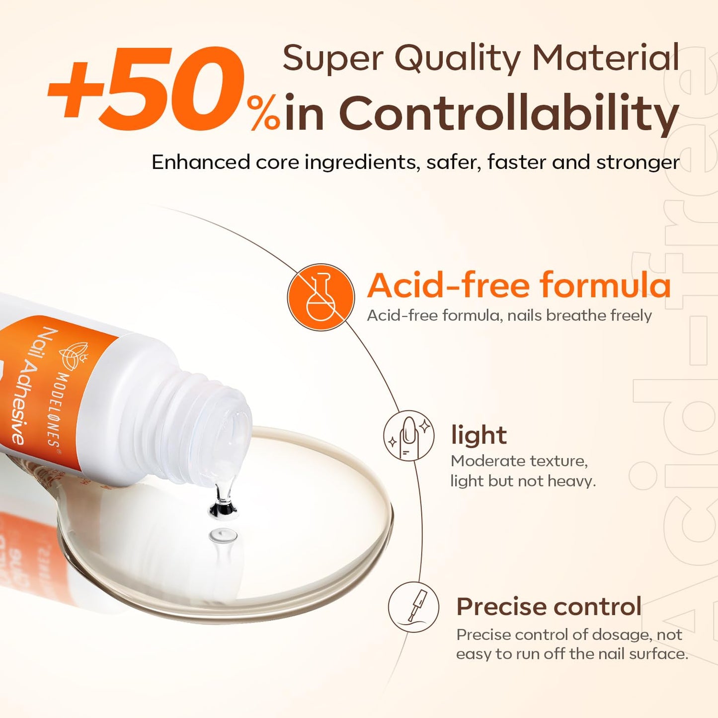 Modelones Nail Glue for Press Ons, Press On Nails and Acrylic Nails, 10 ML Super Strong Long Lasting Gel Nail Glue for Nail Tips, Upgrade Safety Non-Acid Non-Toxic, No need LED Lamp