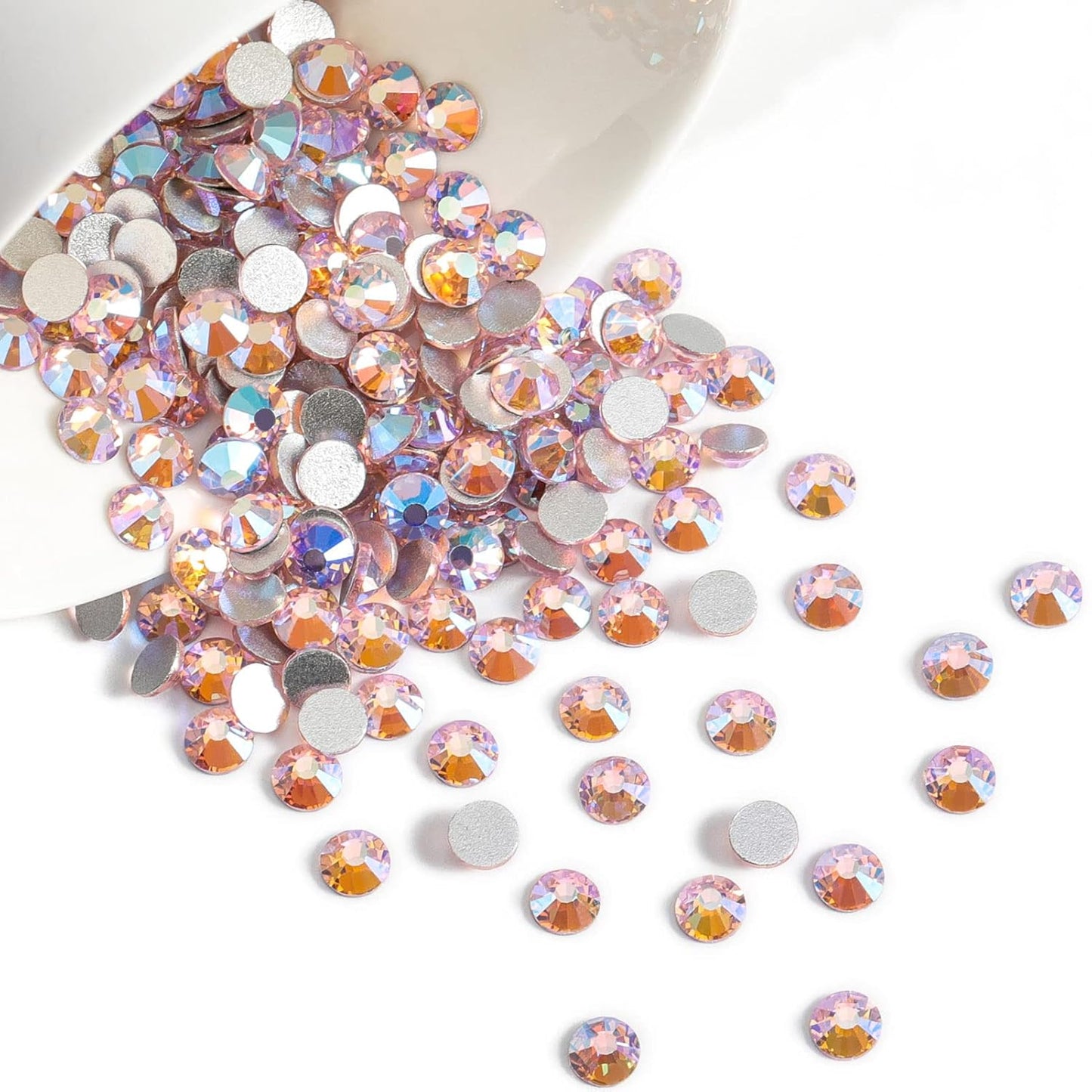 Beadsland Flat Back Crystal Rhinestones Round Gems,Light Pink AB,1.9-2.1mm, SS6/1440pcs
