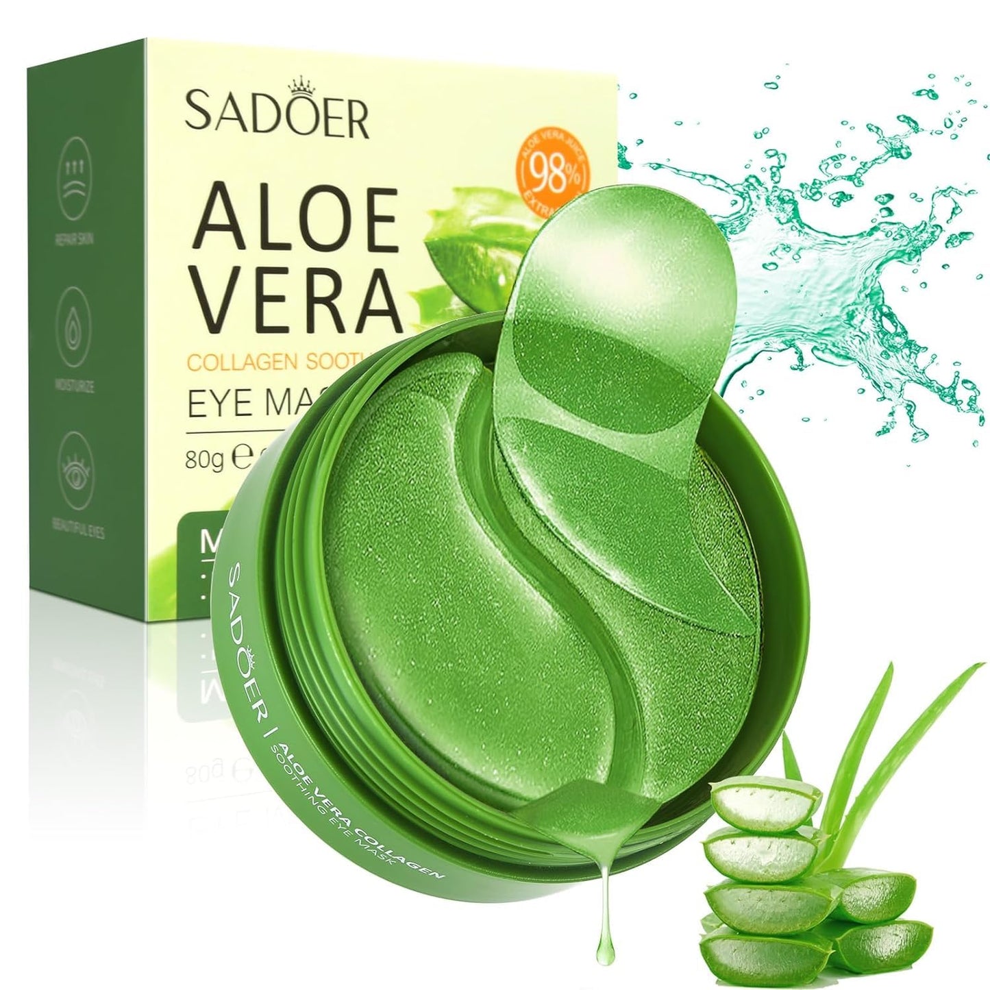 Under Eye Mask - 60 PCS Aloe Vera Under Eye Patches-Under Eye Patches for Dark Circles,Eye Puffiness & Dark Circles Treatment,Reduces Wrinkles & Fine Lines,Improves & Firms Eye Skin