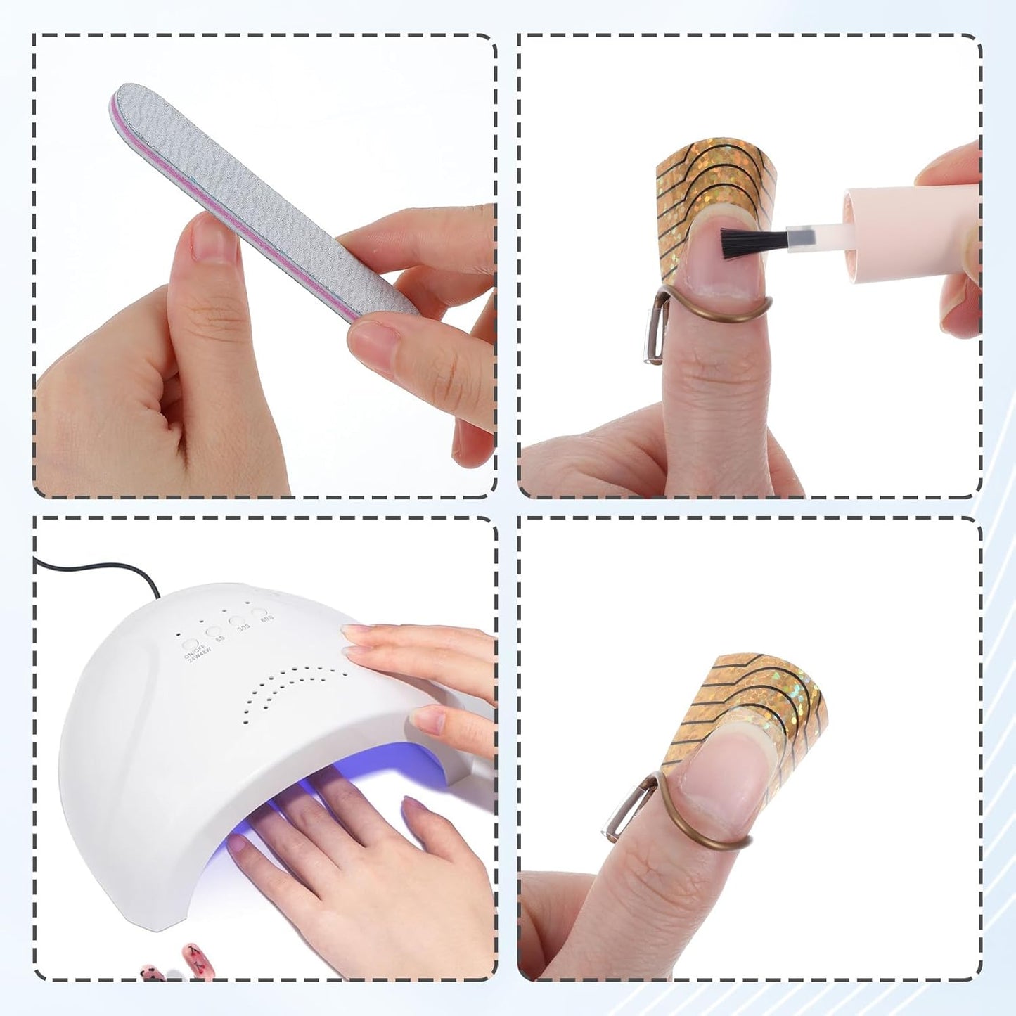 20 Pcs Nail Extension Forms, Reusable Nail Forms for Nails Extension Tips, Nails Form for Builder Gel, Acrylic UV Gel Protector for Salon Home Supply Manicure Tool