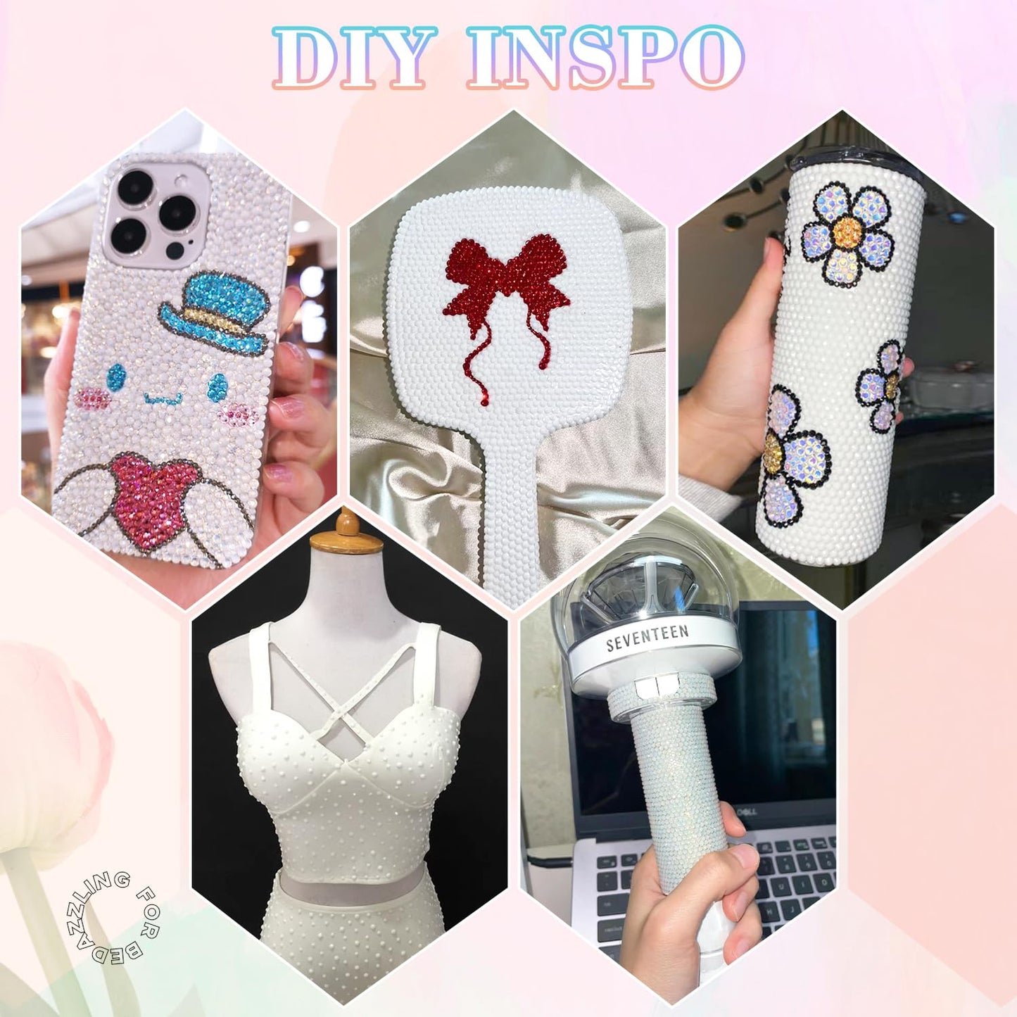 30000Pcs Resin White Rhinestones for Bedazzling Crafting with b7000 Jewelry Glue, Bulk Flatback Gems Bedazzler Kit for Crafts Clothes Shoes Fabric Nail Diamond Art, Assorted Size 2/3/4/5/6mm