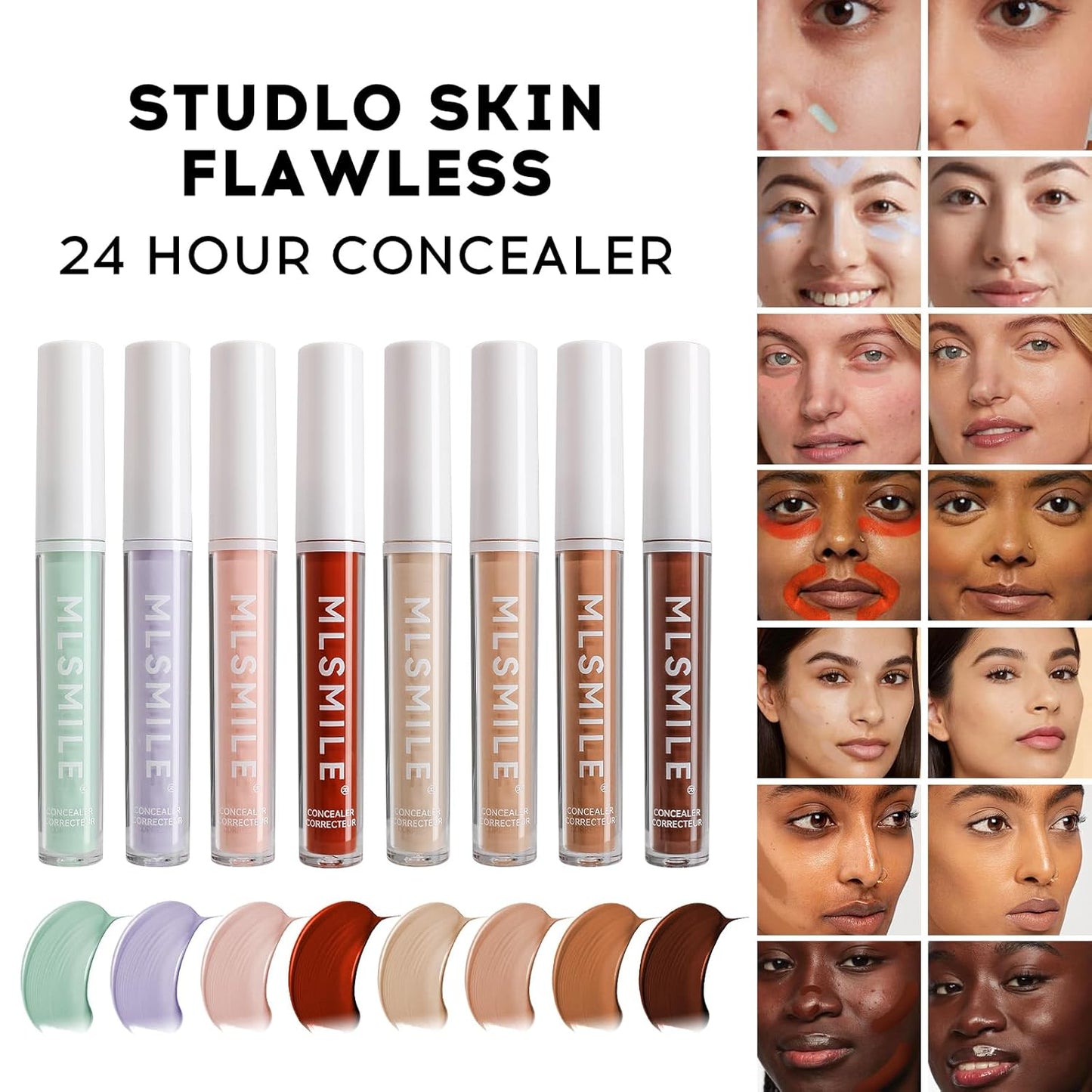 Color Liquid Conceal Contour Foundation, Waterproof 8 Colors Cream Lightweight Color Correcting Concealer Makeup for Concealing Blemishes,Brighten Dark Circles,Improves Uneven Skin Tone, 07