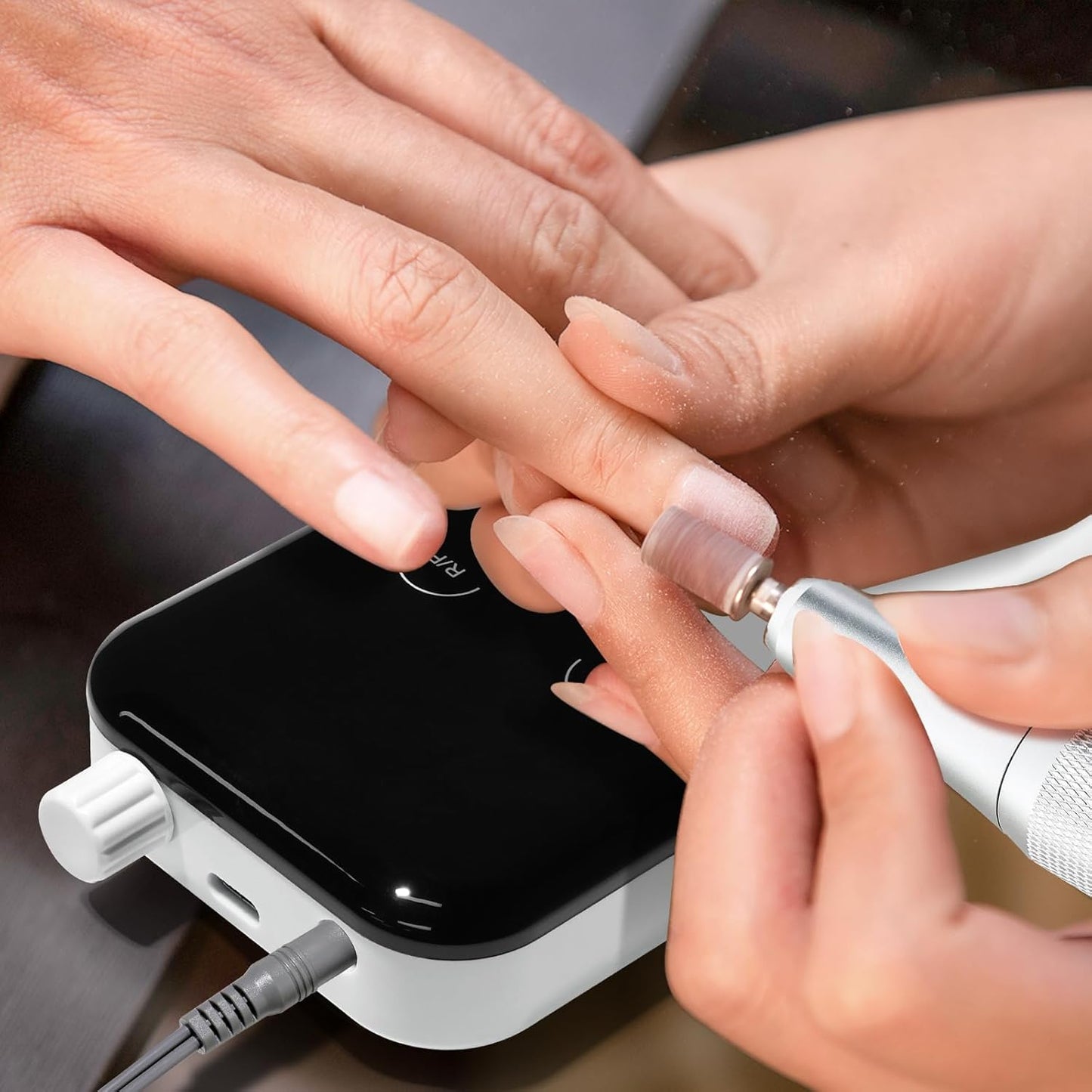 Professional Electric Nail Drill Machine,45000RPM Portable Rechargeable Efile Nail Drill Cordless,Electric Nail File Kit for Women (White)