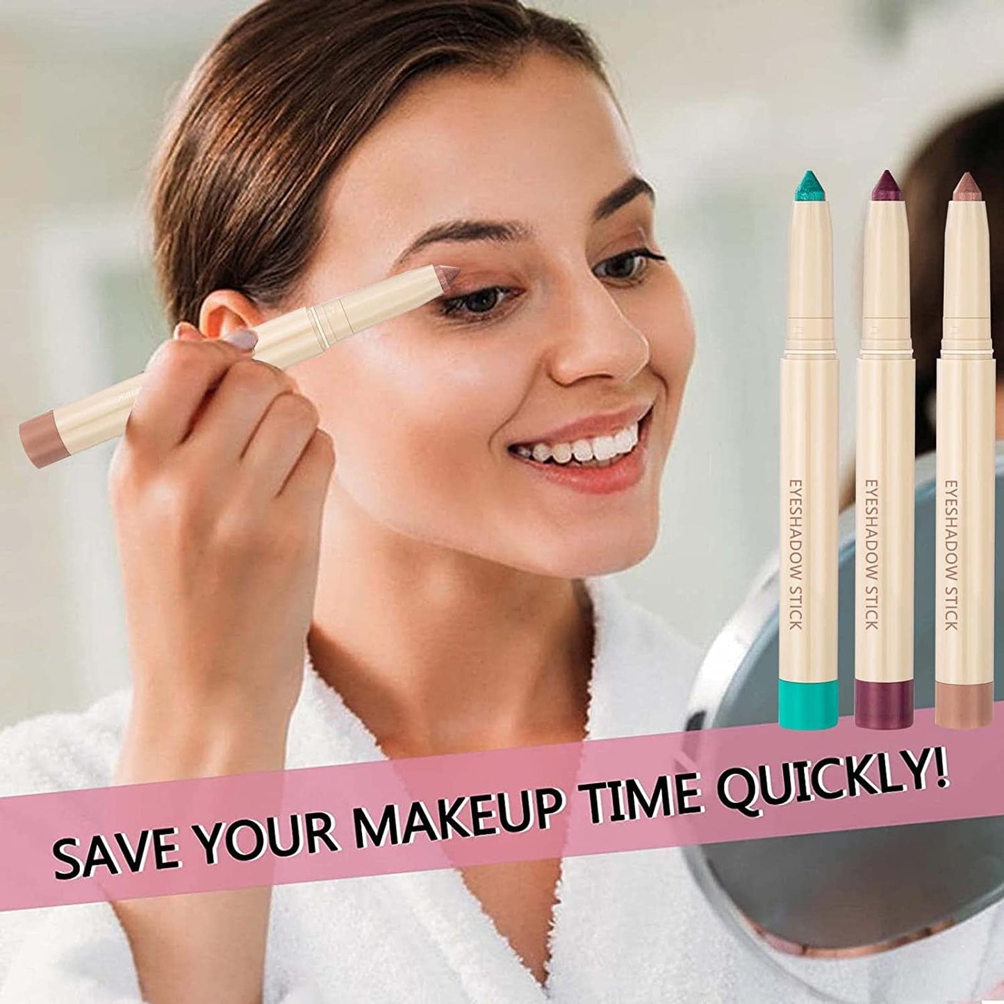 Silver Grey Cream Glitter Shimmer Eyeshadow Pencil, Waterproof Long Lasting Eye Shadow Stick High Pigment Hypoallergenic Highlighter Stick Create Multi-Dimensional Eyes Look 11#