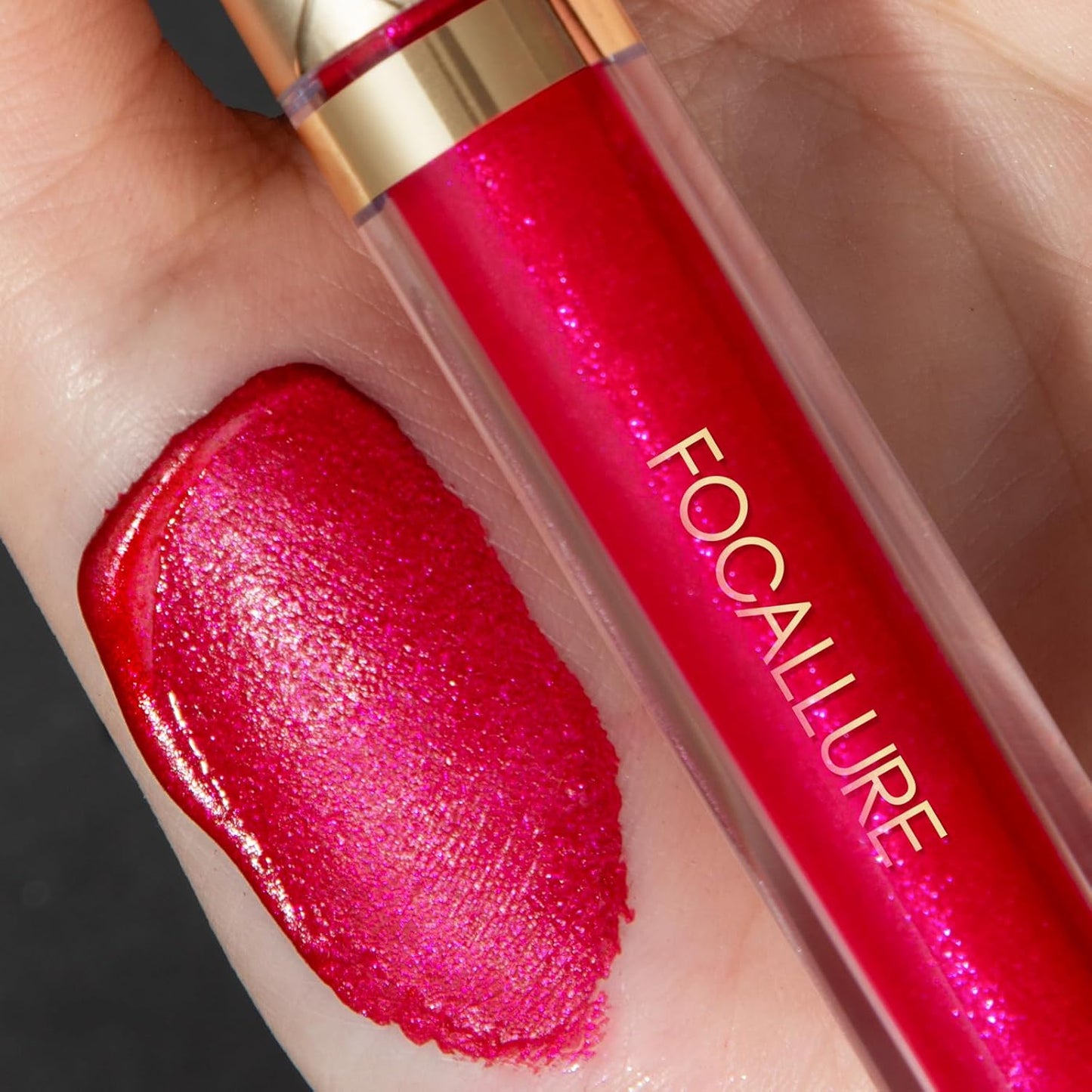 FOCALLURE Metallic Liquid Lipstick,Non Stick Cup Lip Gloss,High Impact Lip Color with Transfer-proof Wear,Long Lasting & Waterproof Lipstick Makeup for Women,RD05 CHERRY BERRY