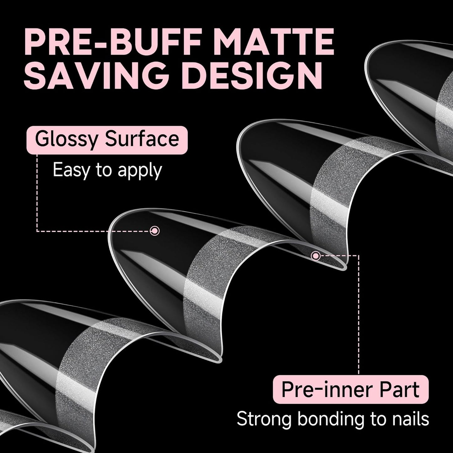 UNA GELLA Gel Nail Tips Almond Shape: 504pcs Medium Almond Nail Tips Half Cover Upgrade Soft Gel Matte Design for DIY Press On Nails Acrylic False Nails Tips 12 Sizes