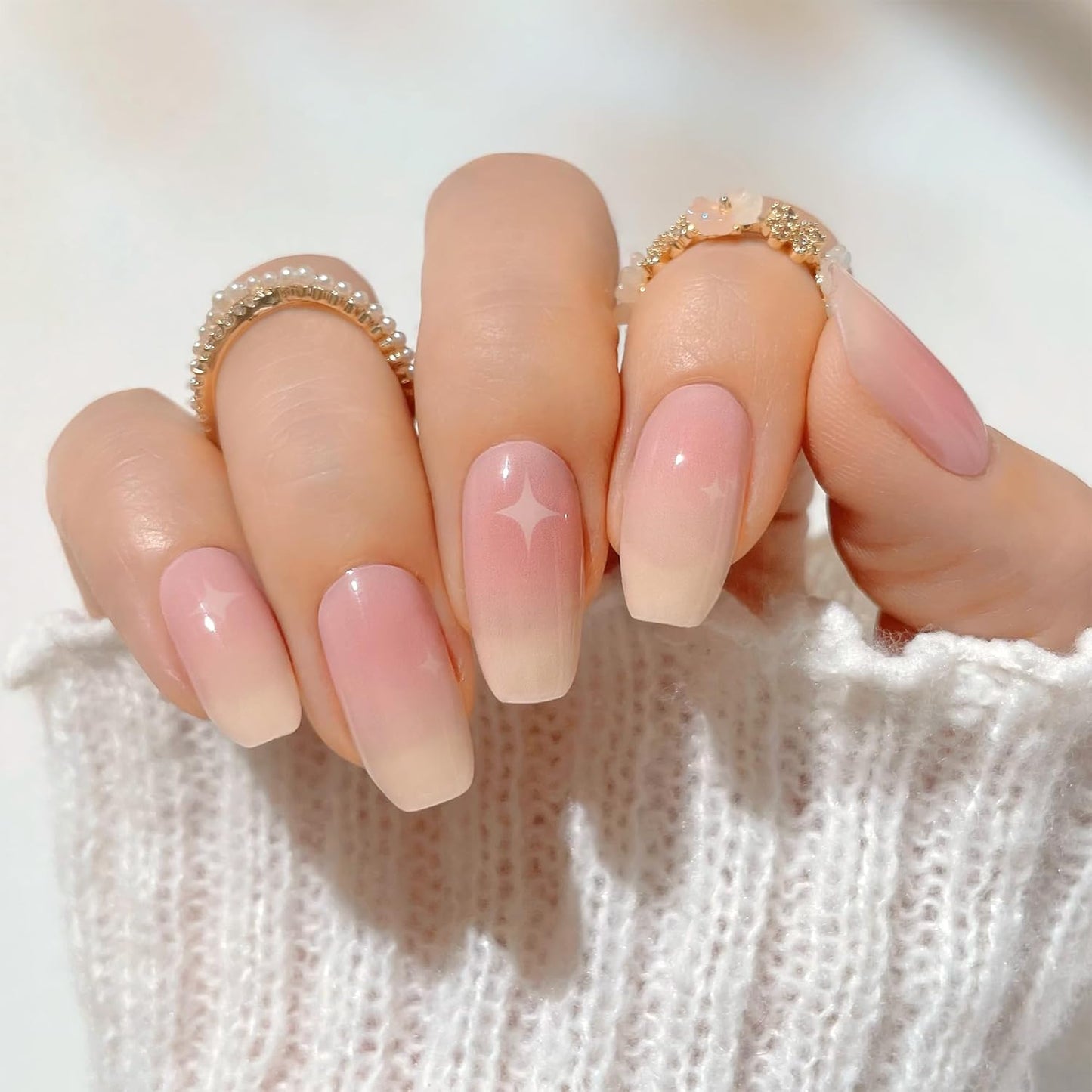 60% Semi-Cured Gel Nail Strips Kit (shy girl) – Long Lasting, Easy to Apply Premium Nail Set, 24 pcs, Includes 2 Prep Pads, Nail File, Cuticle Stick