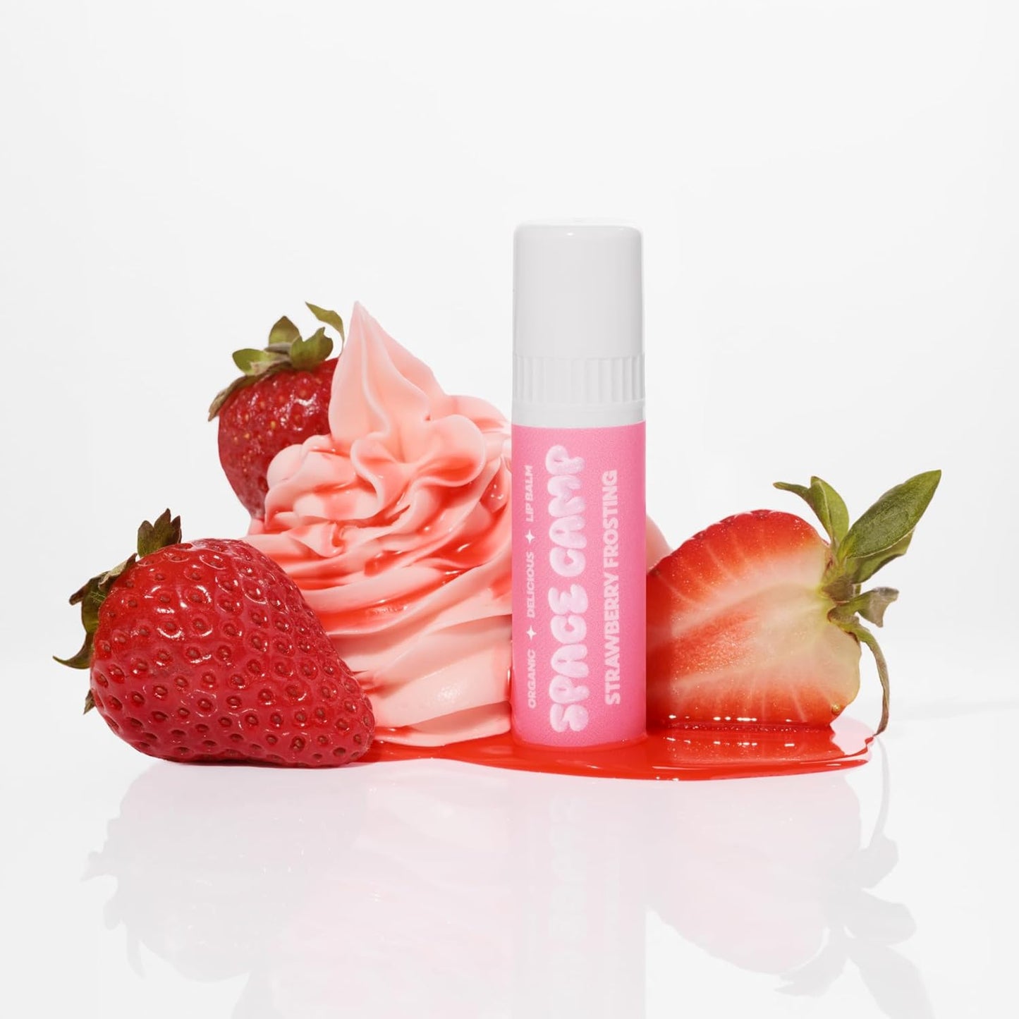Space Camp Wellness Jumbo Lip Balm - Strawberry Frosting Organic Flavored Balm (2 Pack)