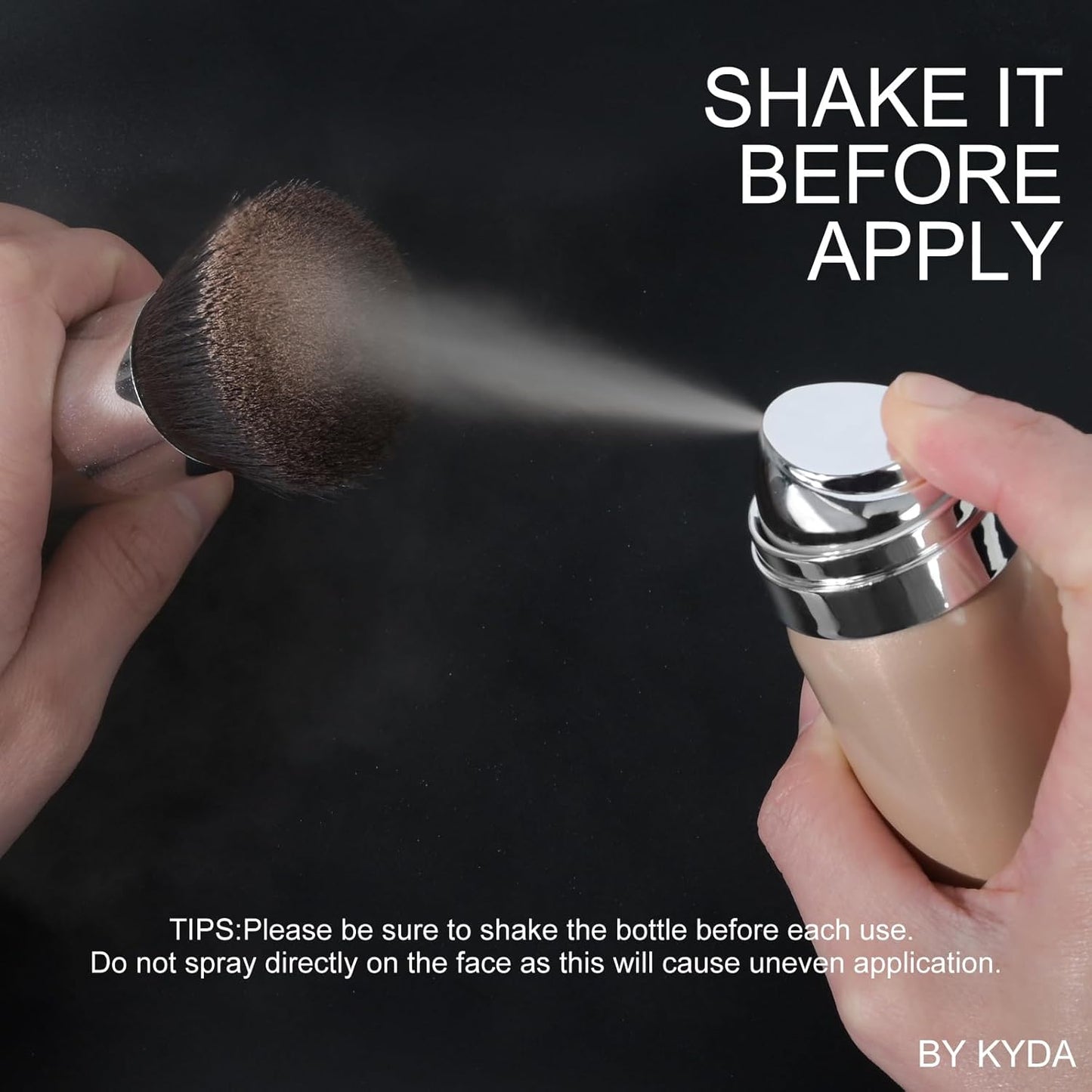 KYDA AirBrush Foundation Spray, Silky Foundation Mist Makeup, Flawless Coverage for Smooth Creamy Nude Finish, Breathable Blendable Lasting Formula, by Ownest Beauty-#125 Nude Beige