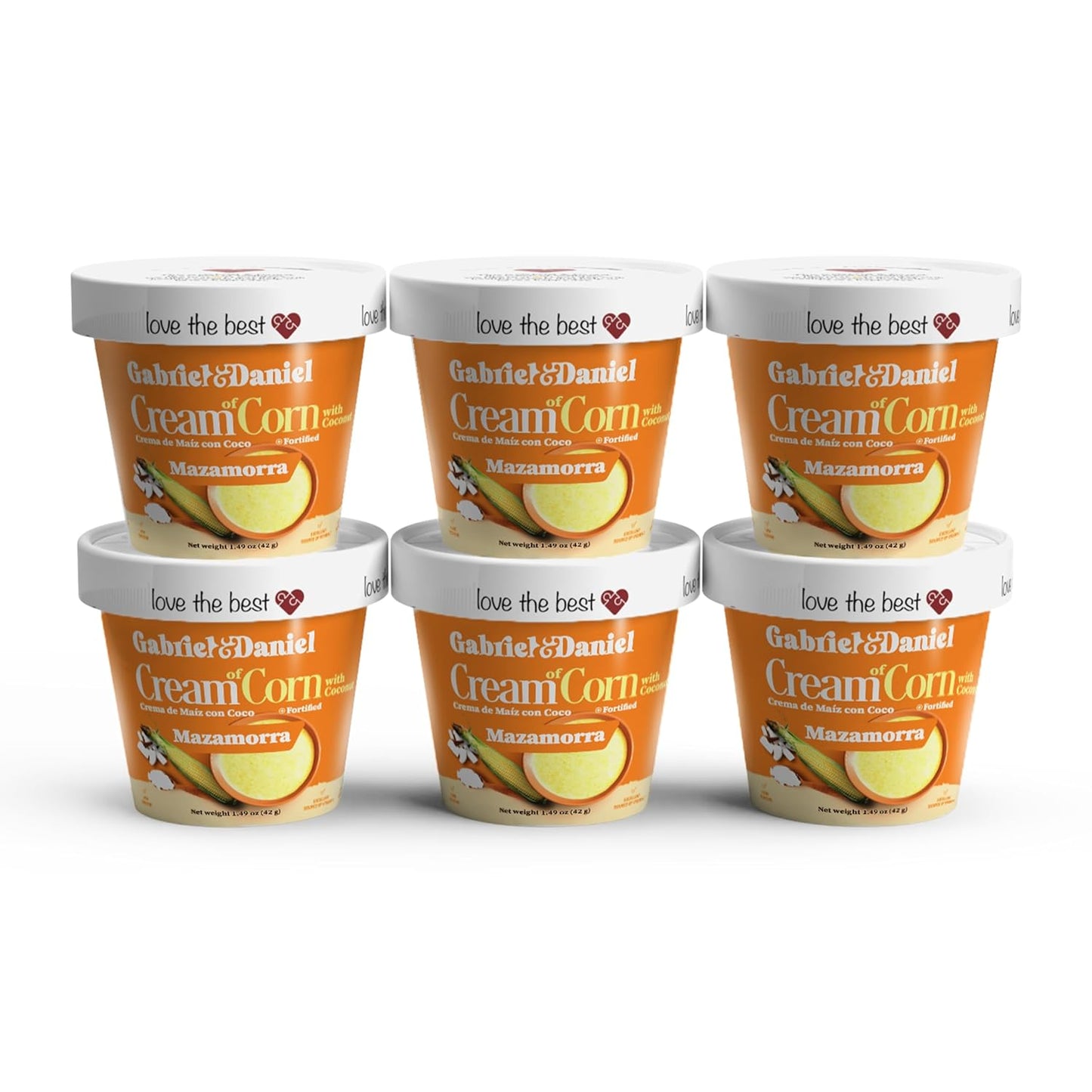 Gabriel & Daniel Gluten Free Instant Cream of Corn with Coconut – Non-GMO, Pure and Wholesome Hot Cereal – Creamy Texture with Mazamorra – Microwave Cup for a Nourishing and Easy Breakfast (Pack of 6)