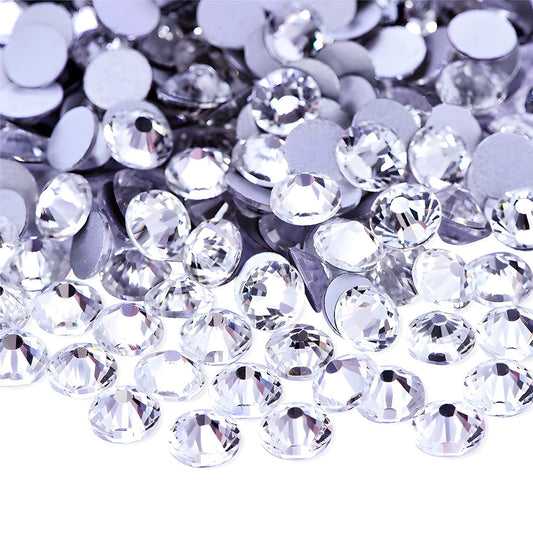 Flatback Rhinestones Round Gems for Nails Art and Crafts 1250Pcs SS20 5mm Glitter Crystals Stone DIY Bags Clothes Shoes (White)