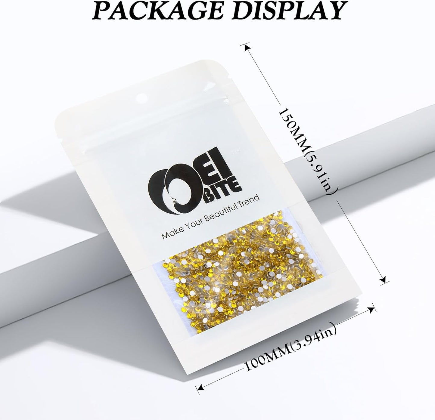 Yellow Flatback Rhinestones, Glass Rhinestones for Nail Art and Craft, Glue Fix, Loose Crystal Gemstones(Yellow, SS6, 2880pcs, 1.9-2.0mm)